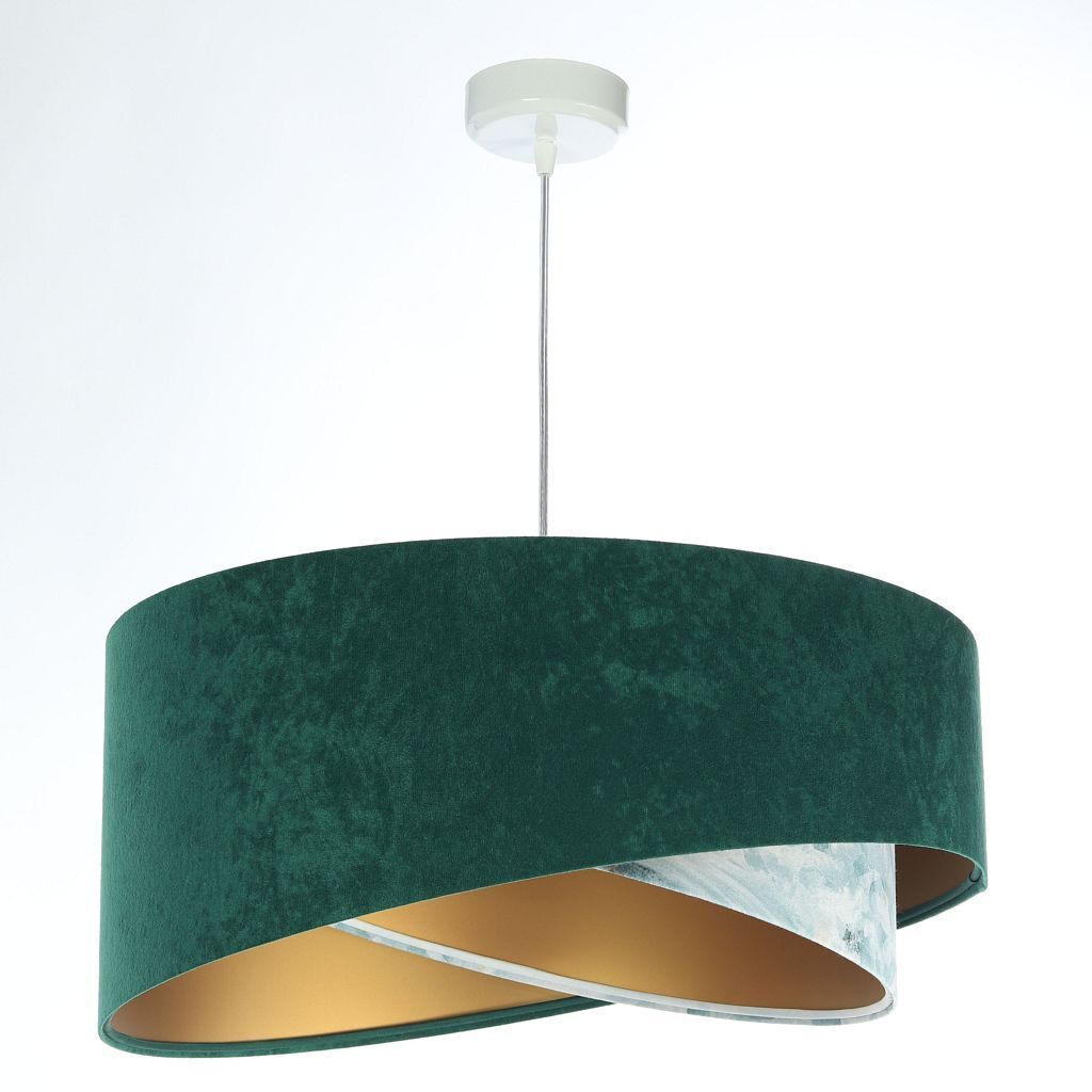 Suspension Tissu Ø 50 cm Aspect velours E27 Vert Bleu Or Lampe, Deckenleuchte, Deckenventilator, Gerät, Elektrisches Gerät