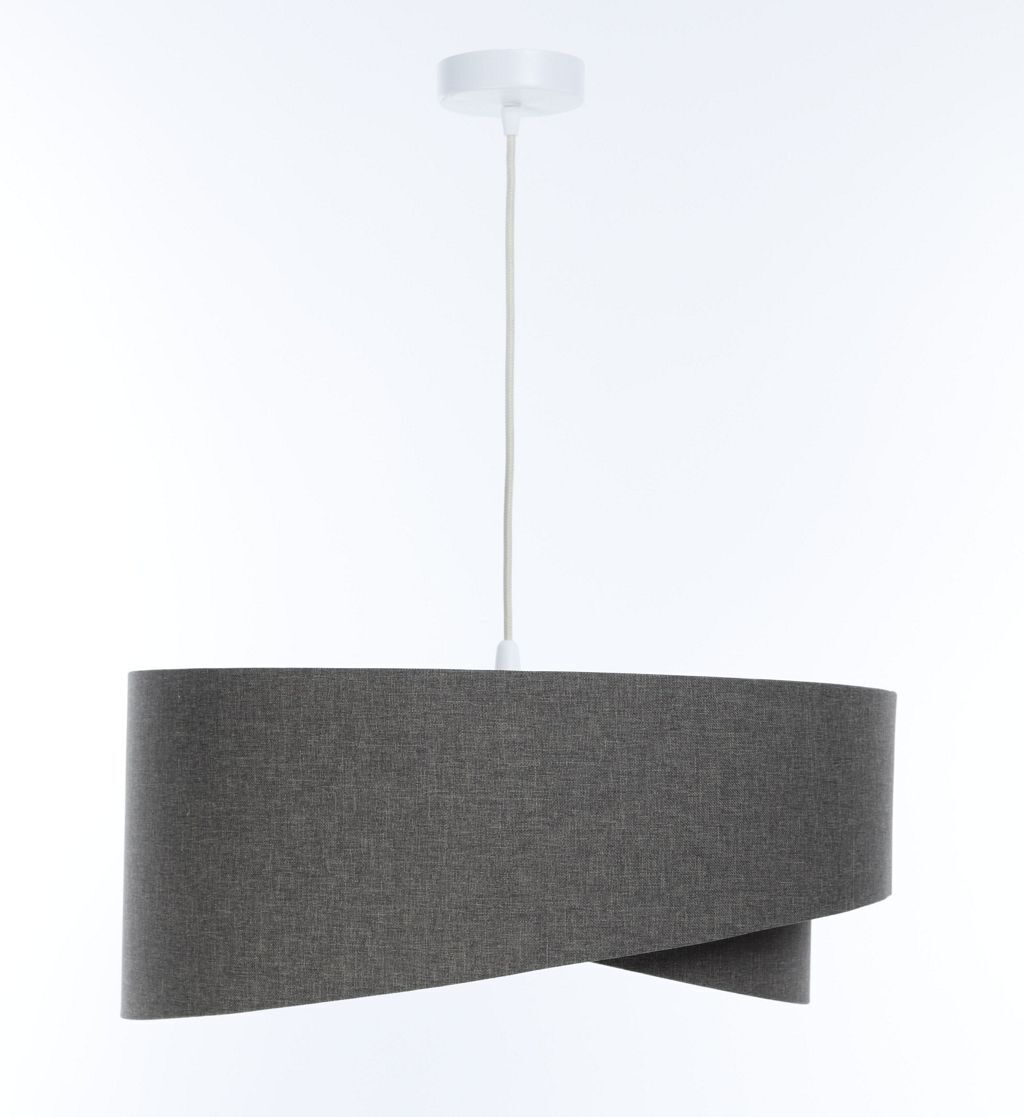 Suspension Gris E27 ronde Ø 60 cm Tissu Moderne ajustable