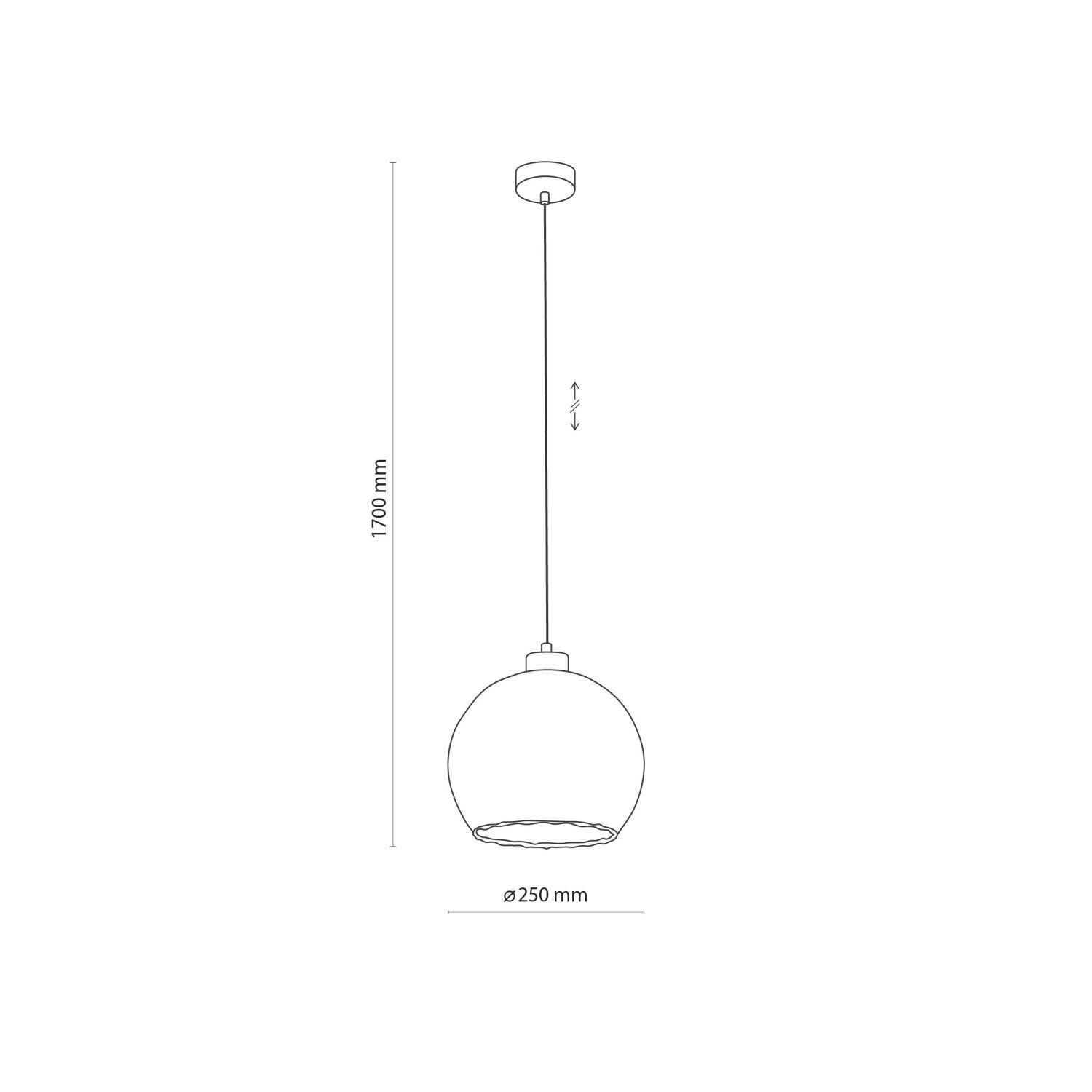 Suspension ronde en verre Ø 25 cm réglable en hauteur E27 Suspension ronde en verre Ø 25 cm réglable en hauteur E27