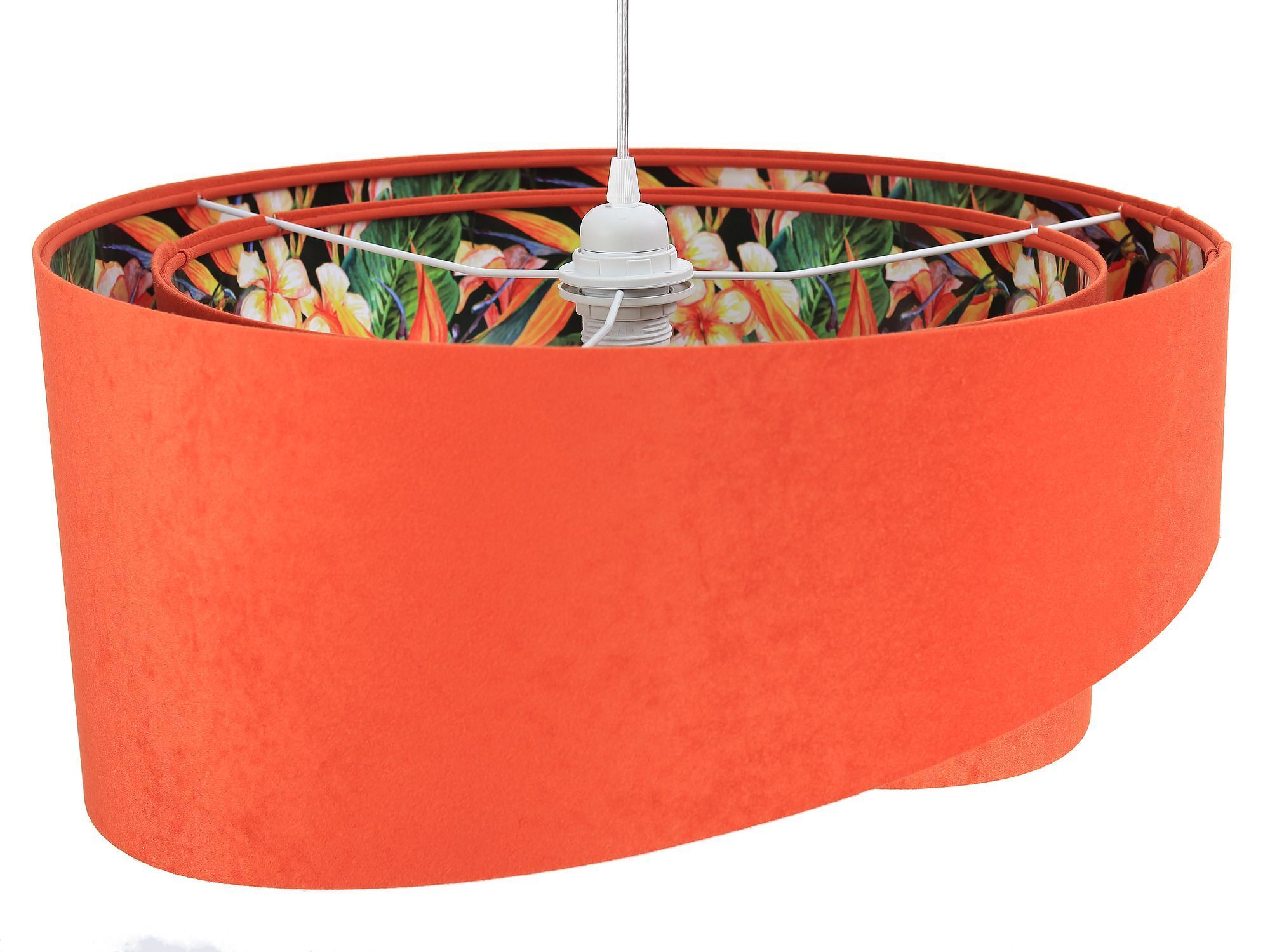 Salon Lampe à suspendre Orange Coloré Tissu rond Ø50cm Städtisch