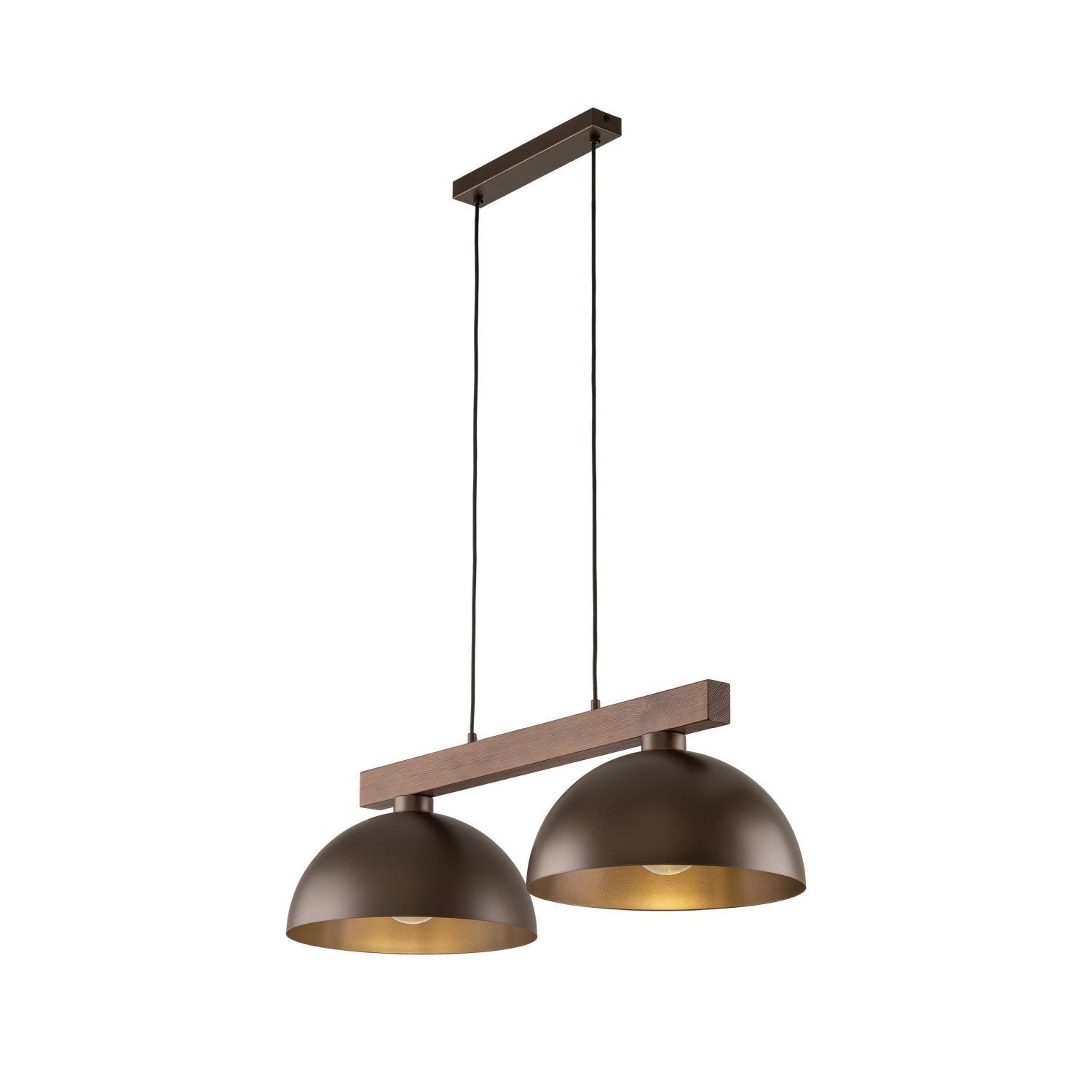 Suspension Marron Métal Bois L : 83 E27 2 flammes