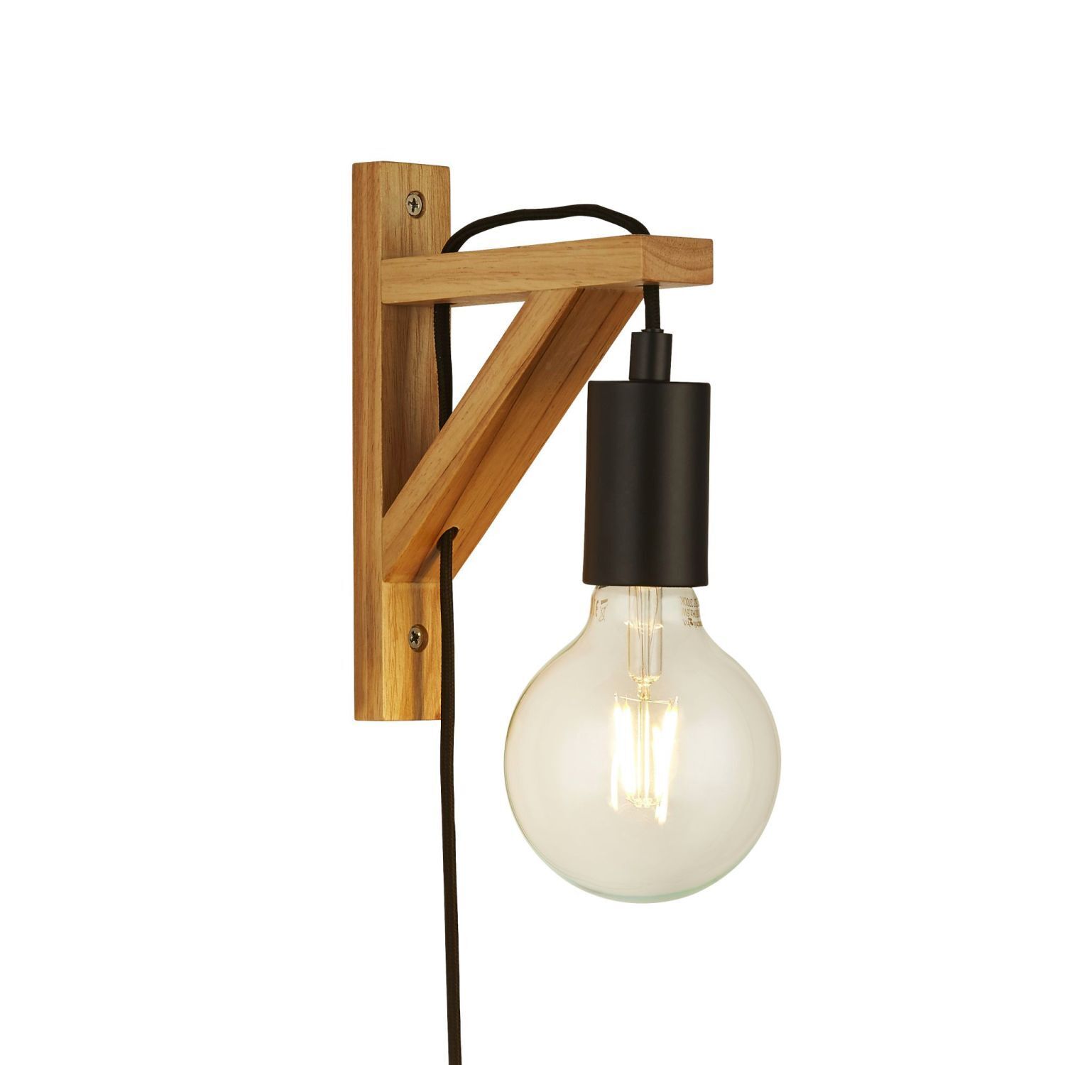 Lampe de chambre d'enfant murale avec interrupteur fiche E27 bois