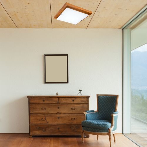 Plafonnier LED ERIN bois polyvalent carré