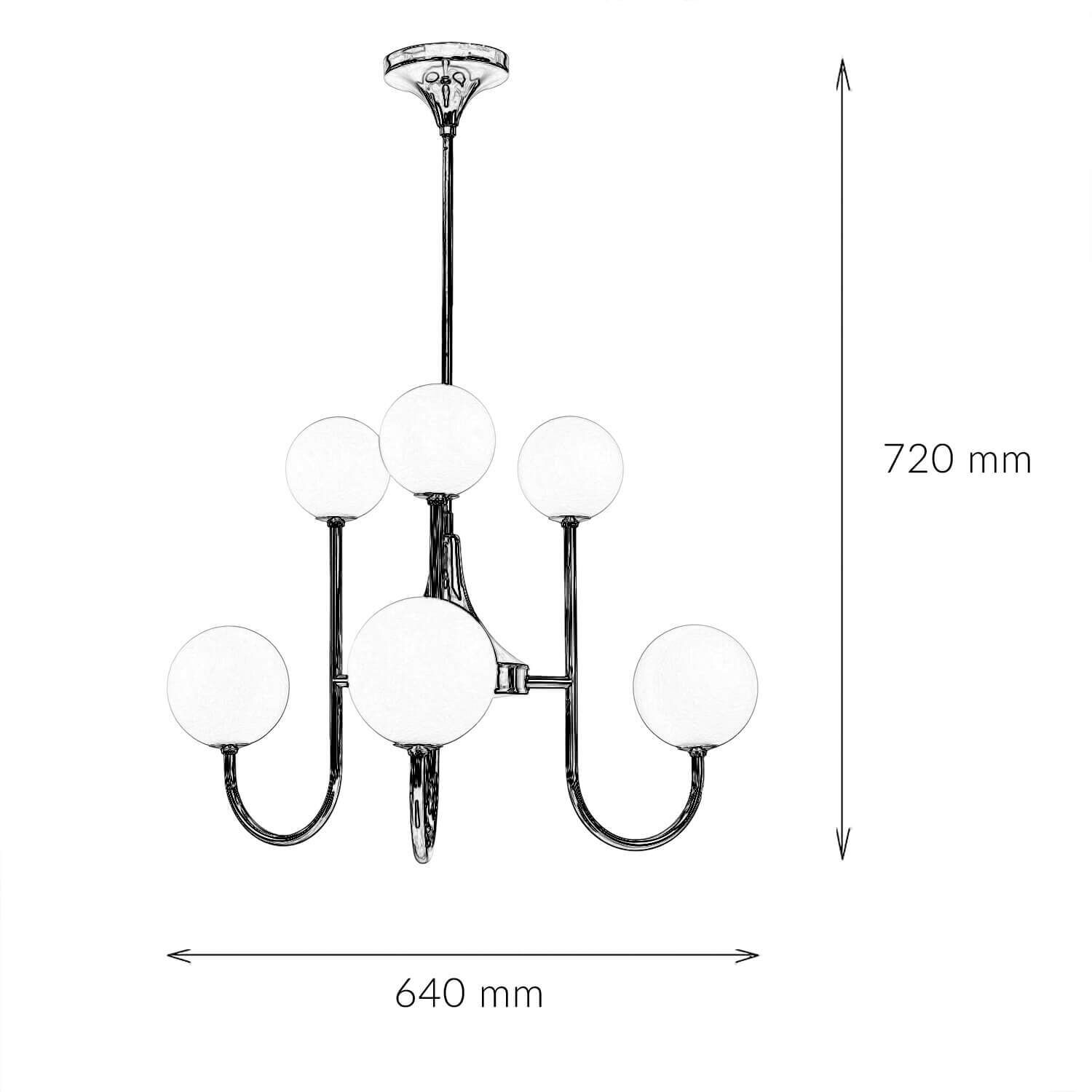 Deckenleuchte Jugendstil Messing Glas in Gold 6-flammig Leuchter, Lampe