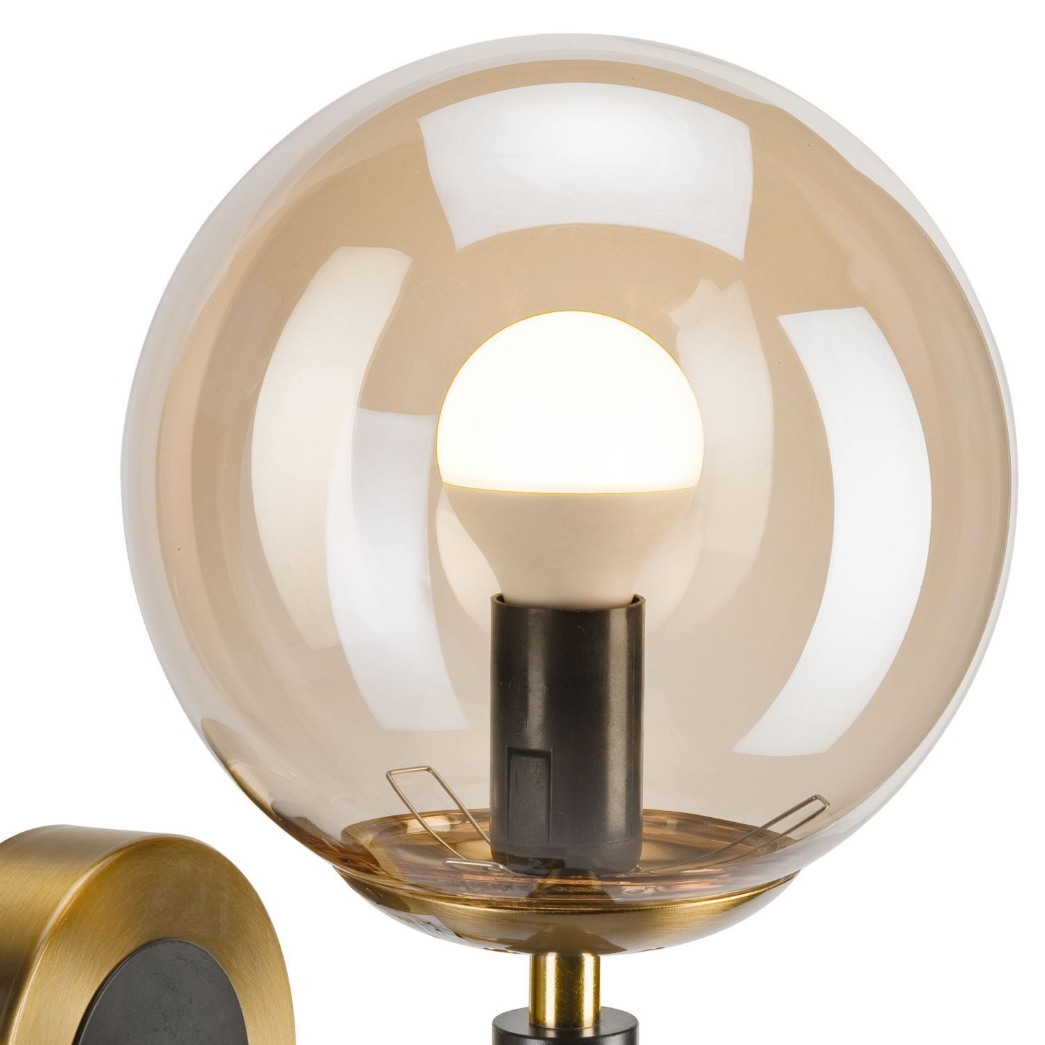 Kugel Wandlampe G9 Metall Glas blendarm T:19 cm in Gold Globuslampe, Glasschirm, LED-Birne, Messingfinish, Tischlampe