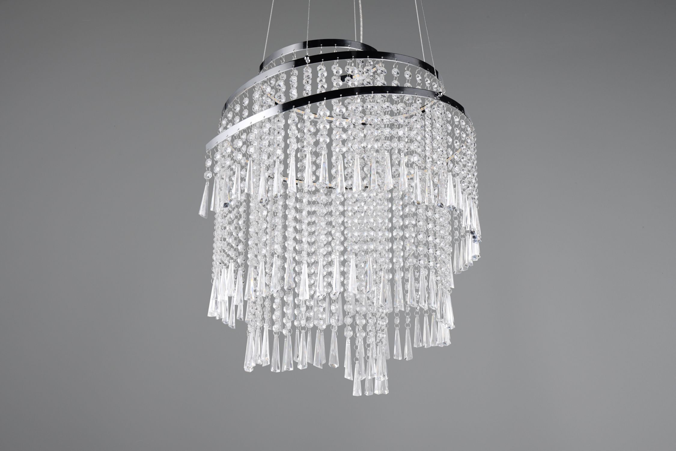 Lampe LED à suspendre avec télécommande à intensité variable Chrome Acrylique Leuchter, Lampe