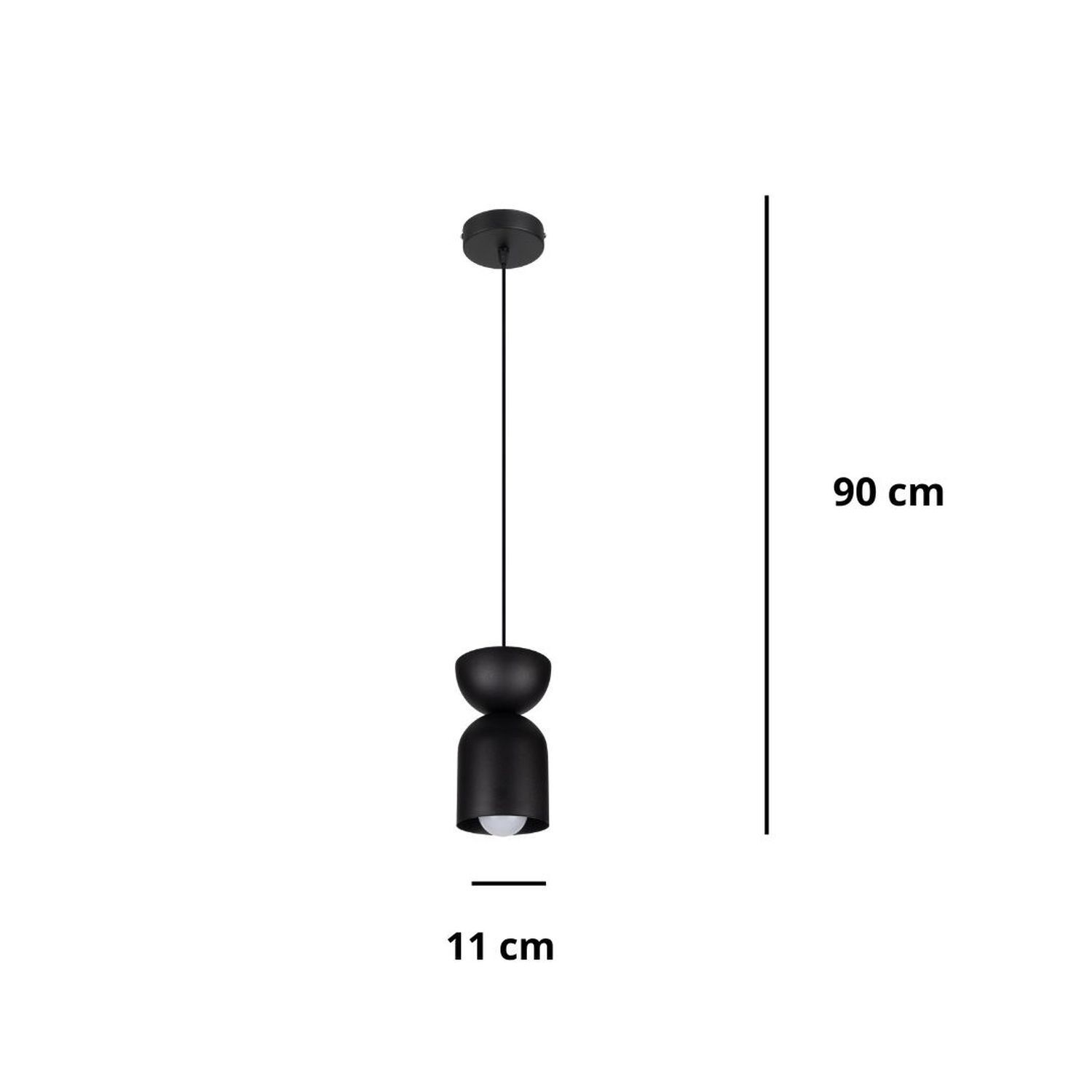 Suspension ronde noire métal Ø11 cm Minimaliste
