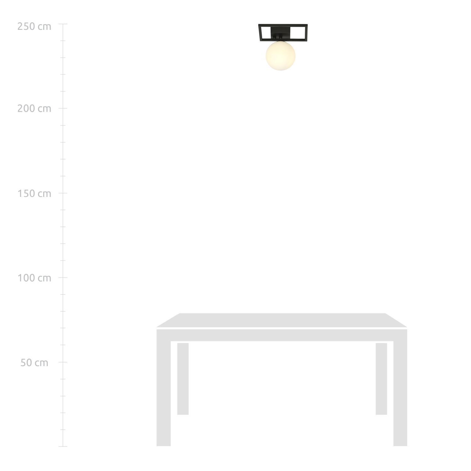 Plafonnier métal verre L : 20 cm petit abat-jour sphérique E14