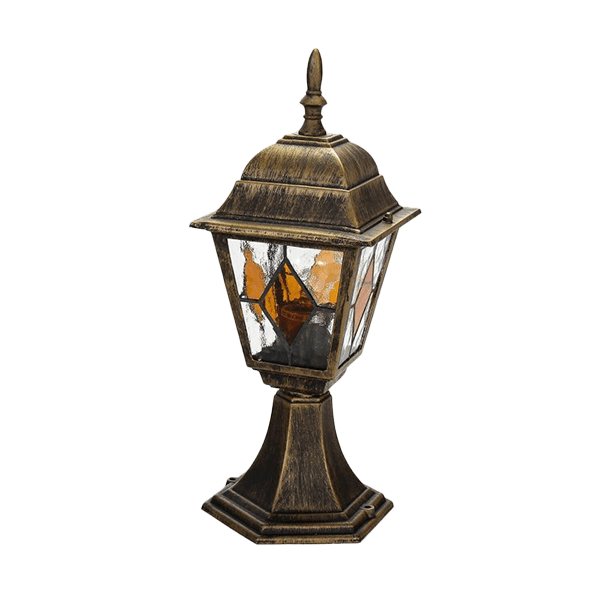 Laterne, Gartenlampe, Bronzefarben, Glasfenster, Kopfspitze