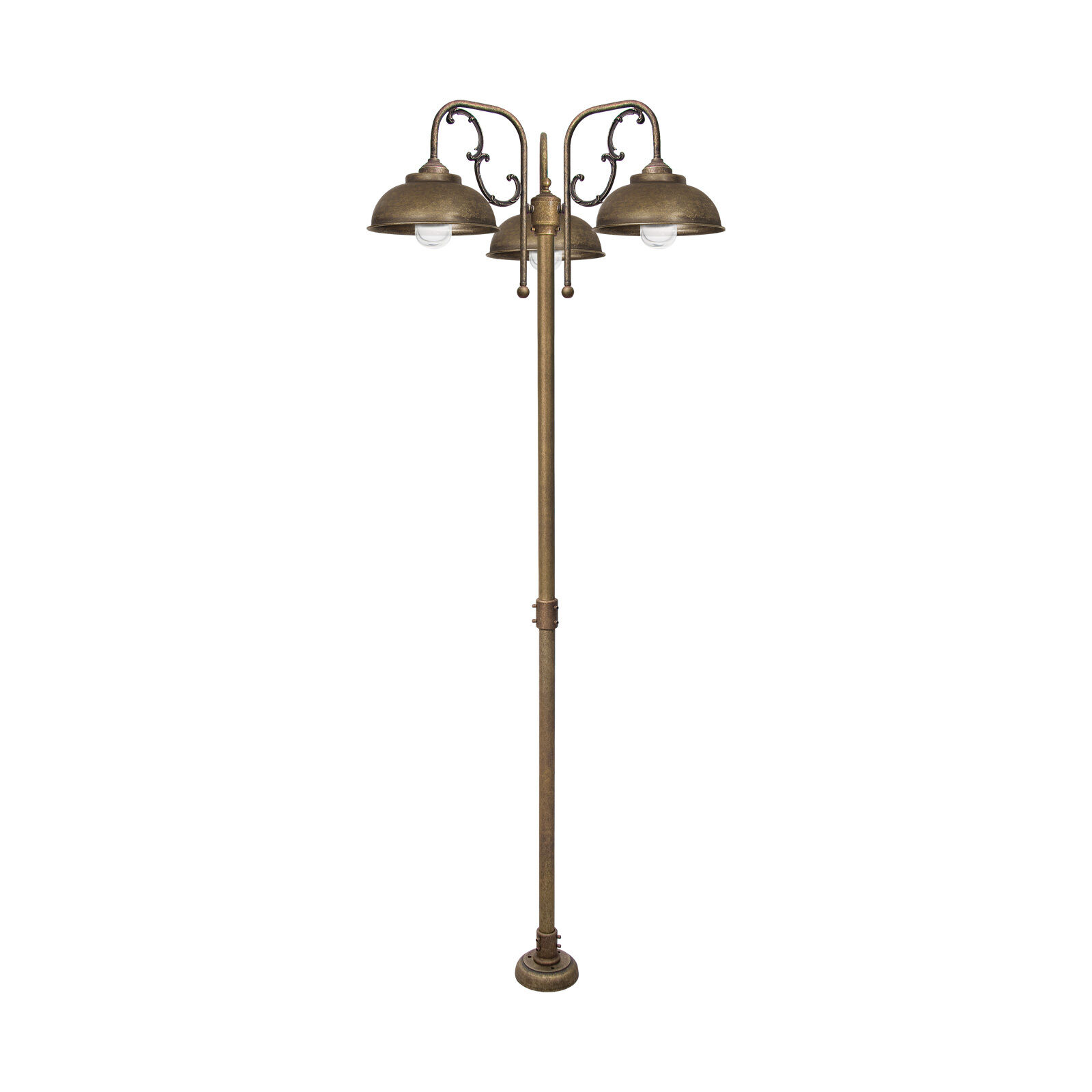 Lampadaire extérieur IP44 210 cm 3-flamme E27 laiton massif