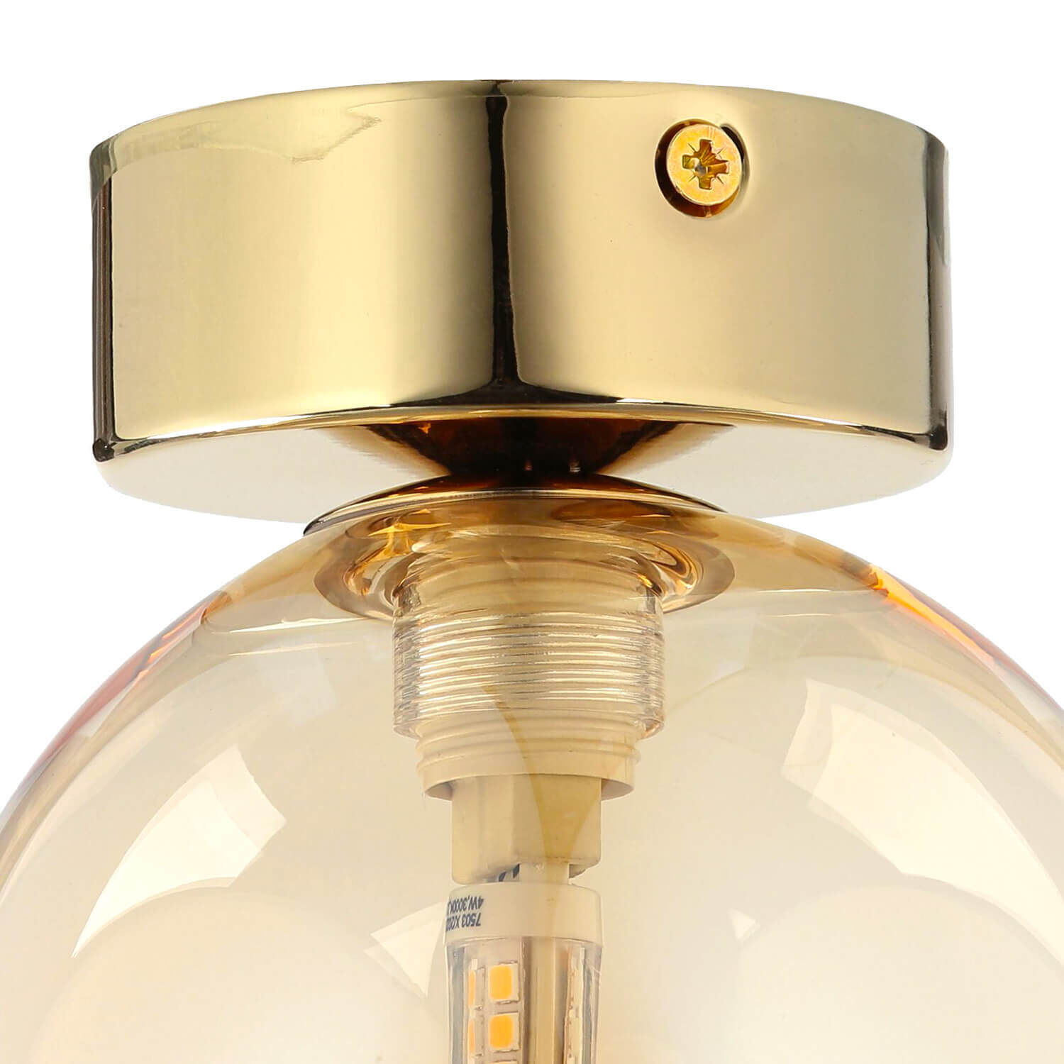 Plafonnier verre fumé Ø 12 cm rond en ambre or G9 Flasche, Kosmetik