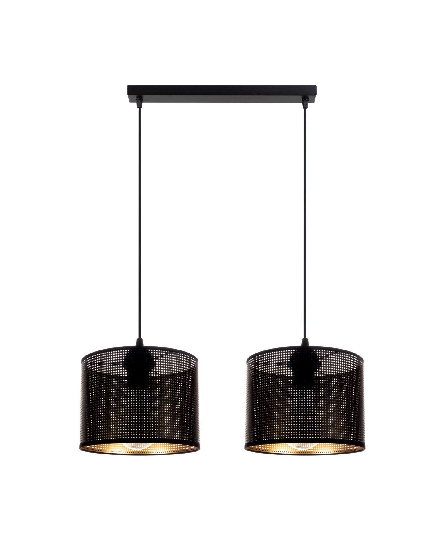 Suspension métal noir or E27 2-flmg 50 cm de long Lampe, Kronleuchter