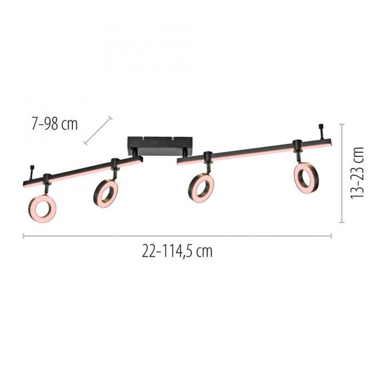 Spot mobile à LED pour plafond noir RGB 114,5 cm dimmable