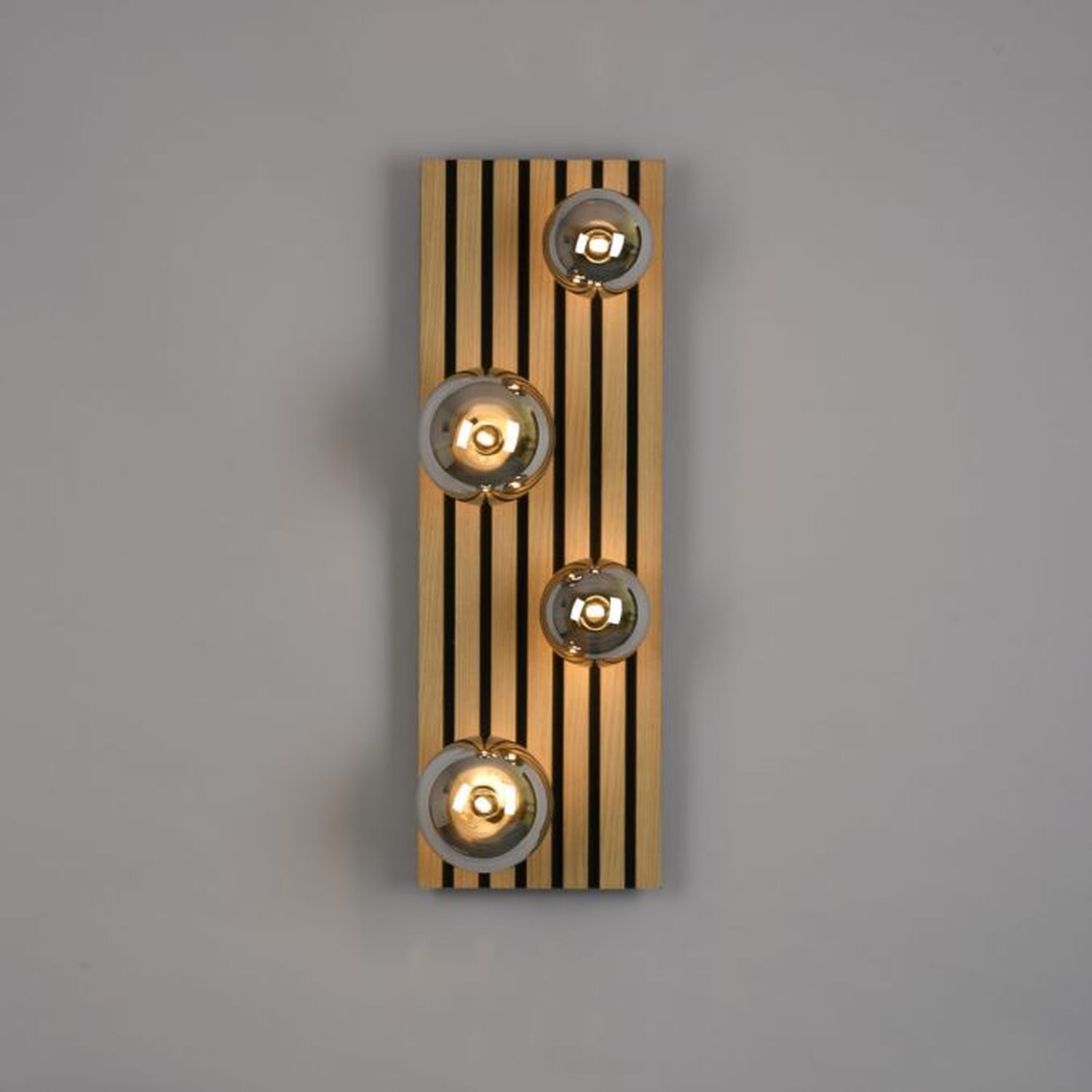 Wohnliche Deckenlampe Glaskugeln Holz G9 80 cm Natur Wohnliche Deckenlampe Glaskugeln Holz G9 80 cm Natur