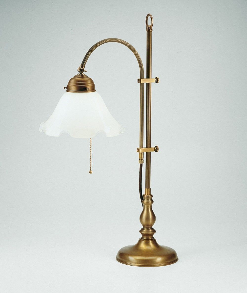 Lampe de table florale Premium laiton verre E27 Interrupteur à tirette
