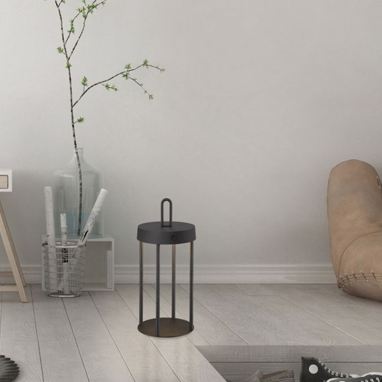 Lampe de table LED à accu aluminium dimmable IP44 2 W noir Lampe