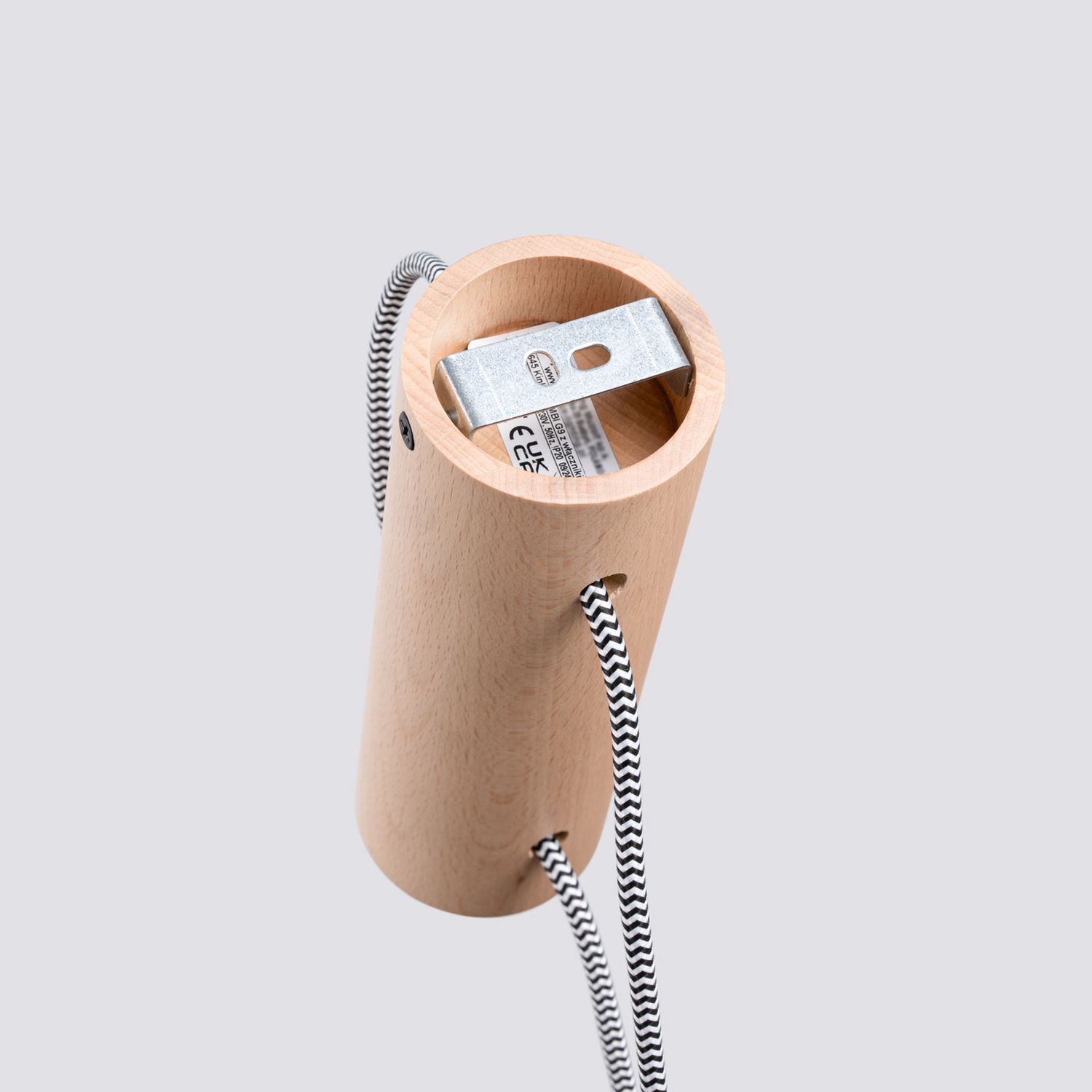 Wandleuchte Holz Glas Stecker Kabel Schalter G9 T:25 cm holz, Holz, Lampe, Kabel, Zylinder