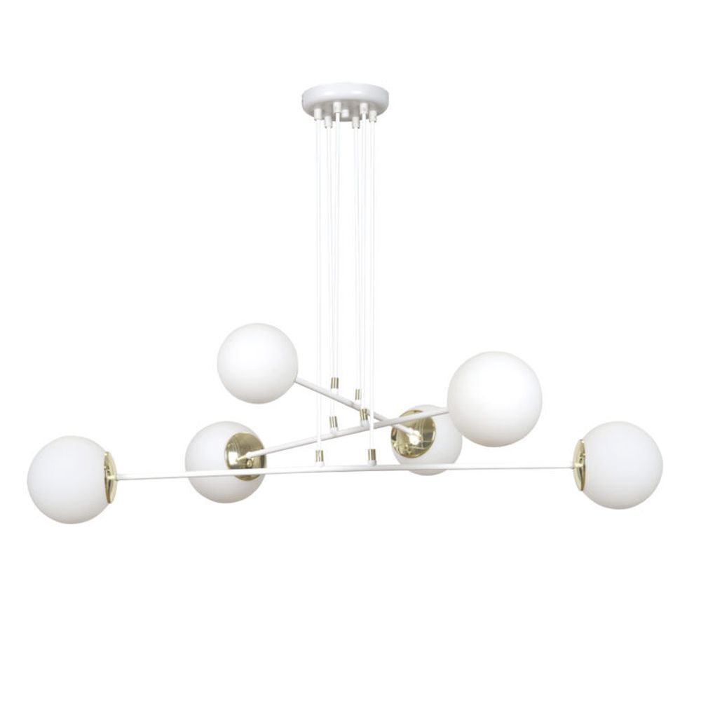 Pendelleuchte Weiß verstellbar Modern 6x E27 Wohnzimmer Leuchter, Lampe