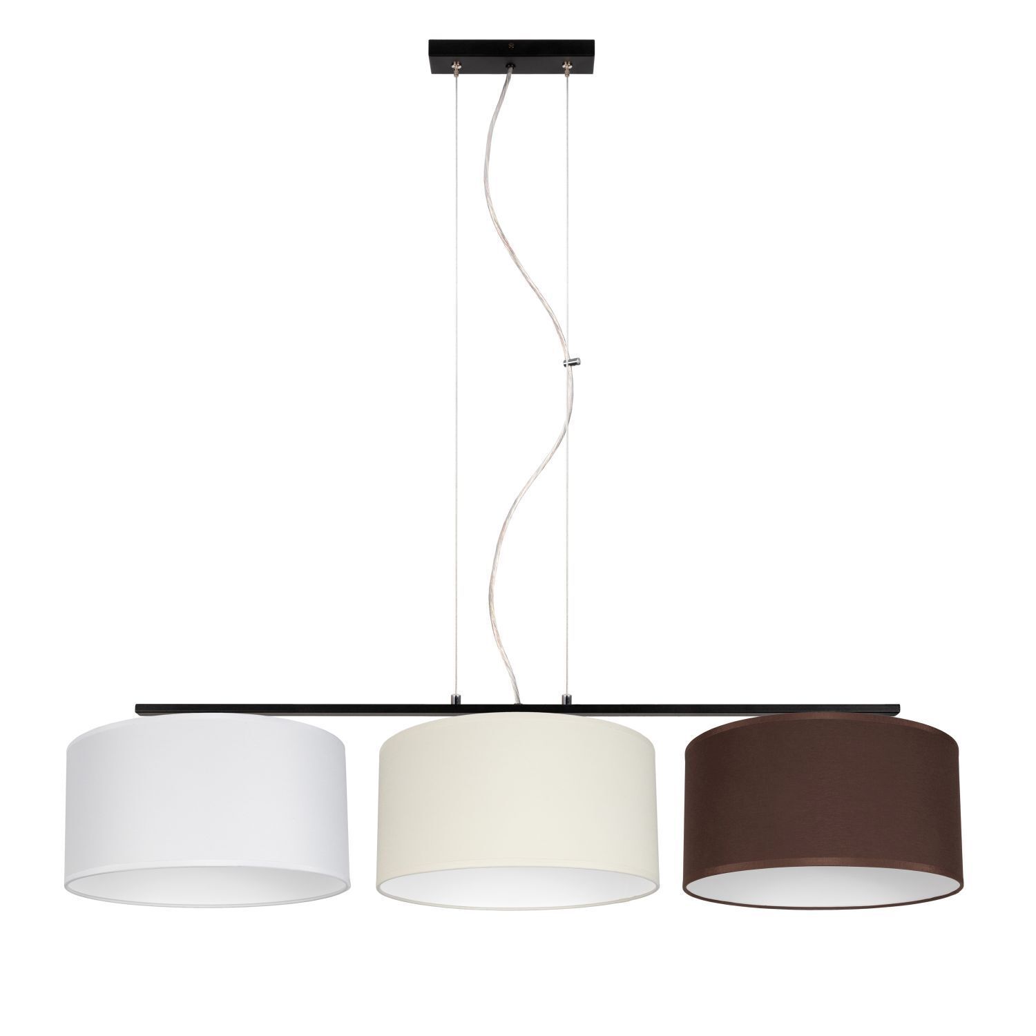 Pendelleuchte, Hängelampe, Dreischirmig, Stoffschirm, Deckenleuchte