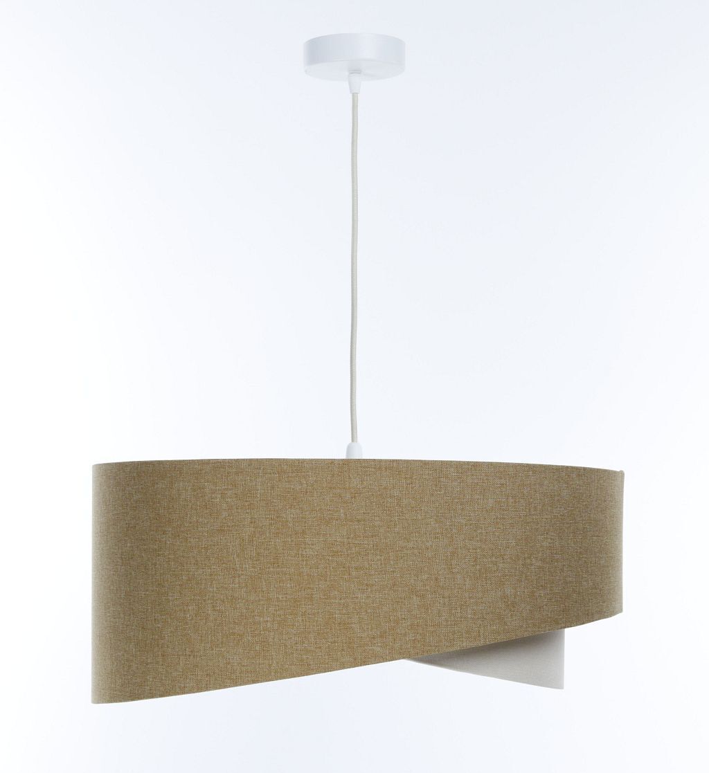 Suspension ronde Ø 60 cm E27 Beige Crème Tissu ajustable