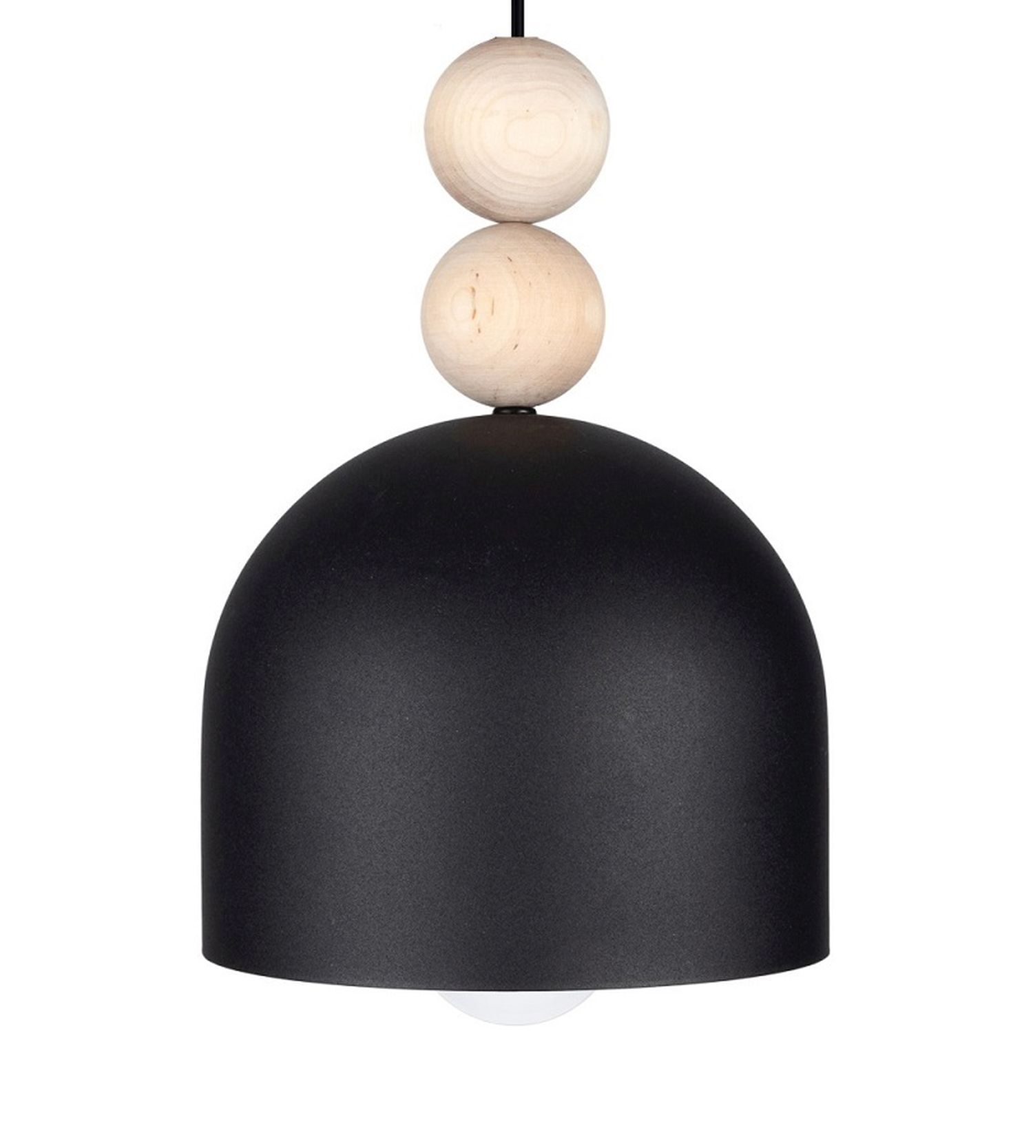 Suspension noire métal bois Ø17 cm E27 confortable Lampe, Lampenschirm