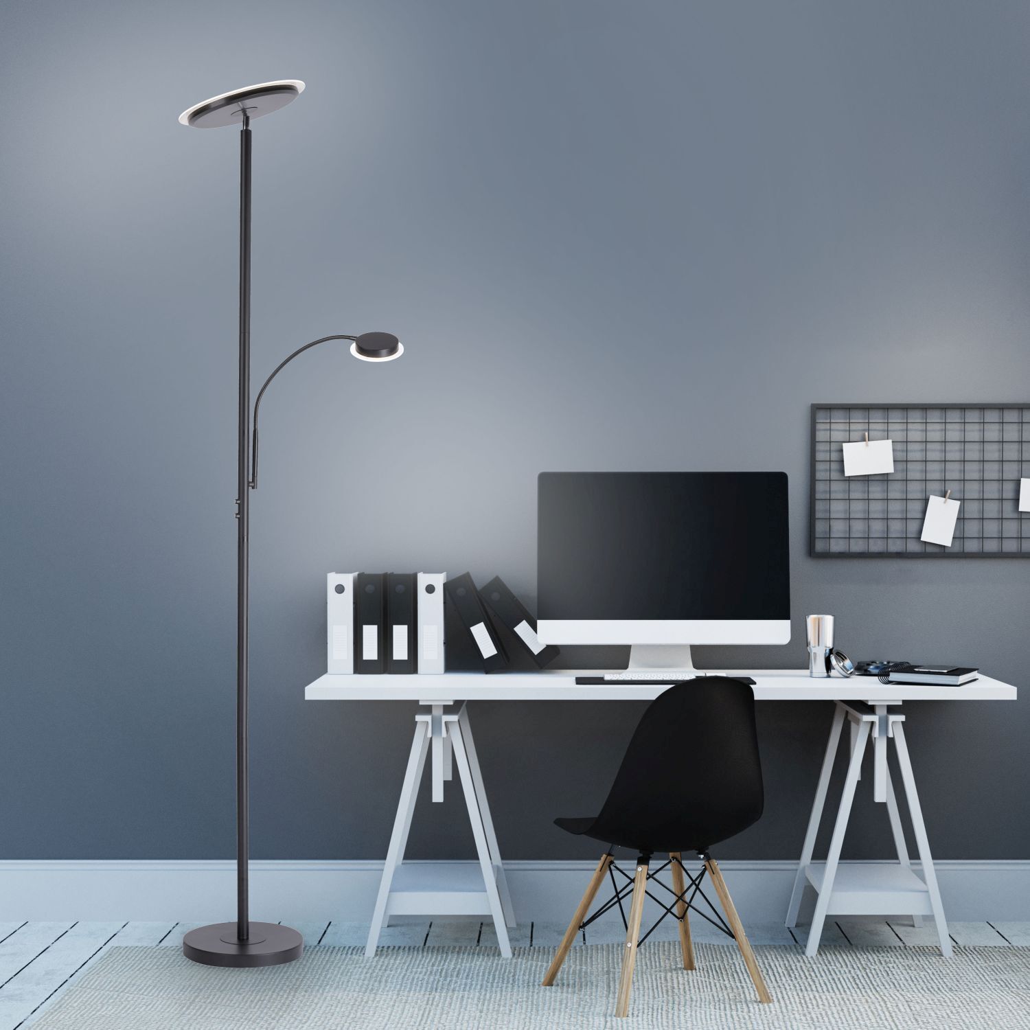 Lèche-plafond LED à intensité variable Noir Touch 193 cm Bras de lecture
