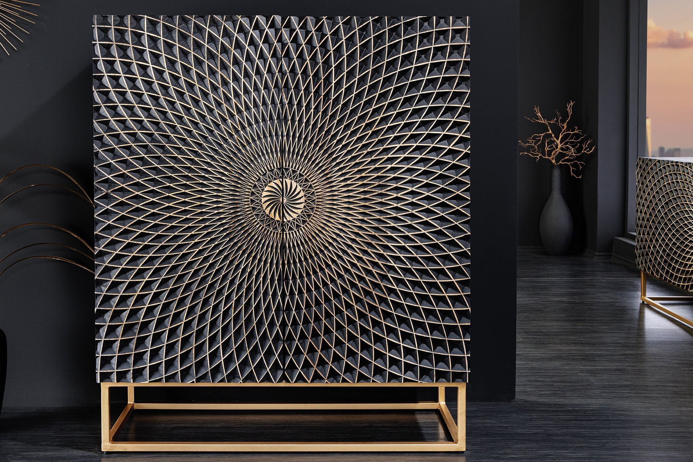 Highboard noir or 100 x 120 cm (l x h) bois fer Drinnen, Innenarchitektur