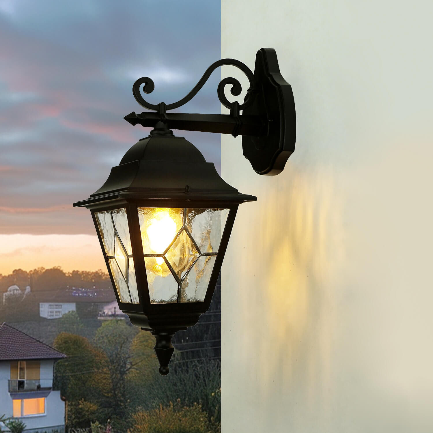 Außen Laterne Schwarz Rustikal IP43 Haustür Hof Lampe