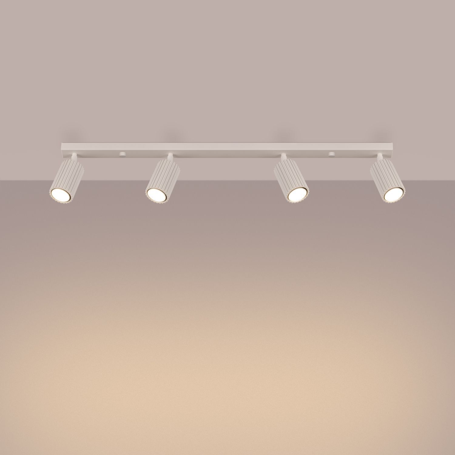 Spot de plafond moderne à 4 flammes GU10 L : 81 cm en crème