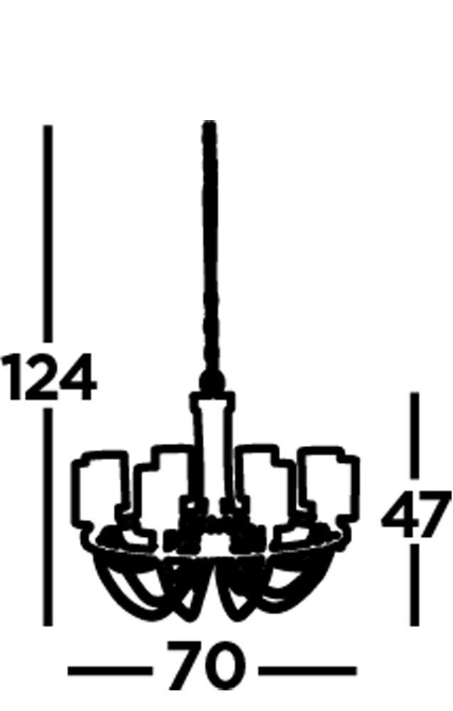 Lustre 8 flammes E14 chrome gris fumé verre métal