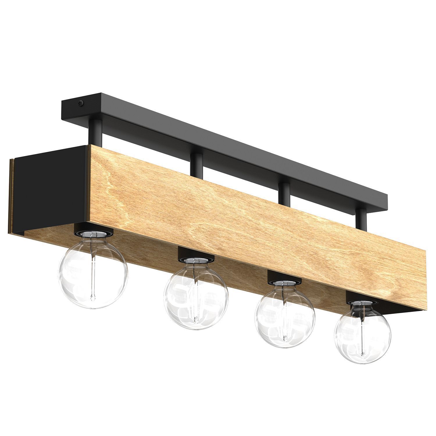 Plafonnier bois métal L:76 cm Noir Naturel confortable