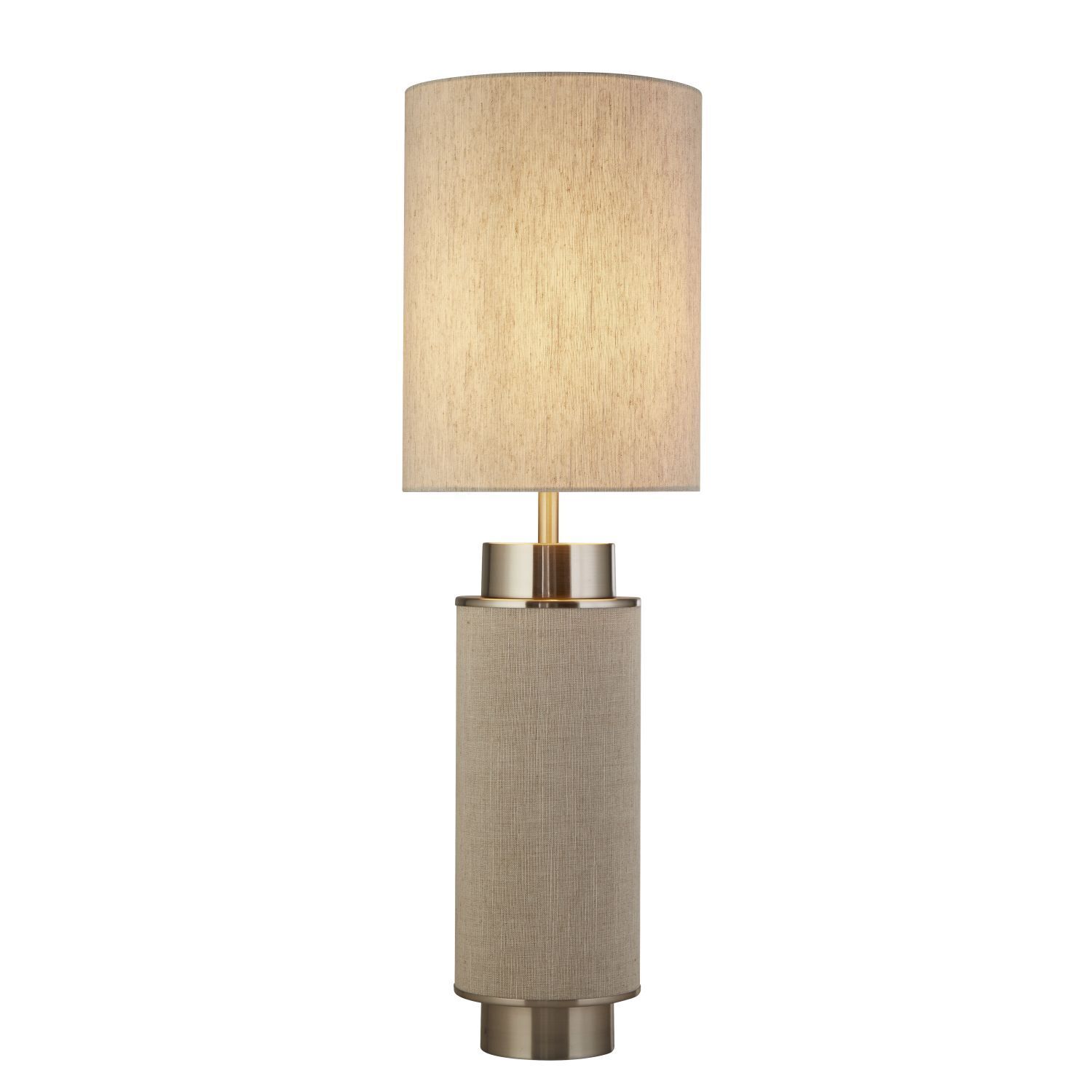 Lampe de table tissu métal hauteur 72 cm gris-beige nickel E27