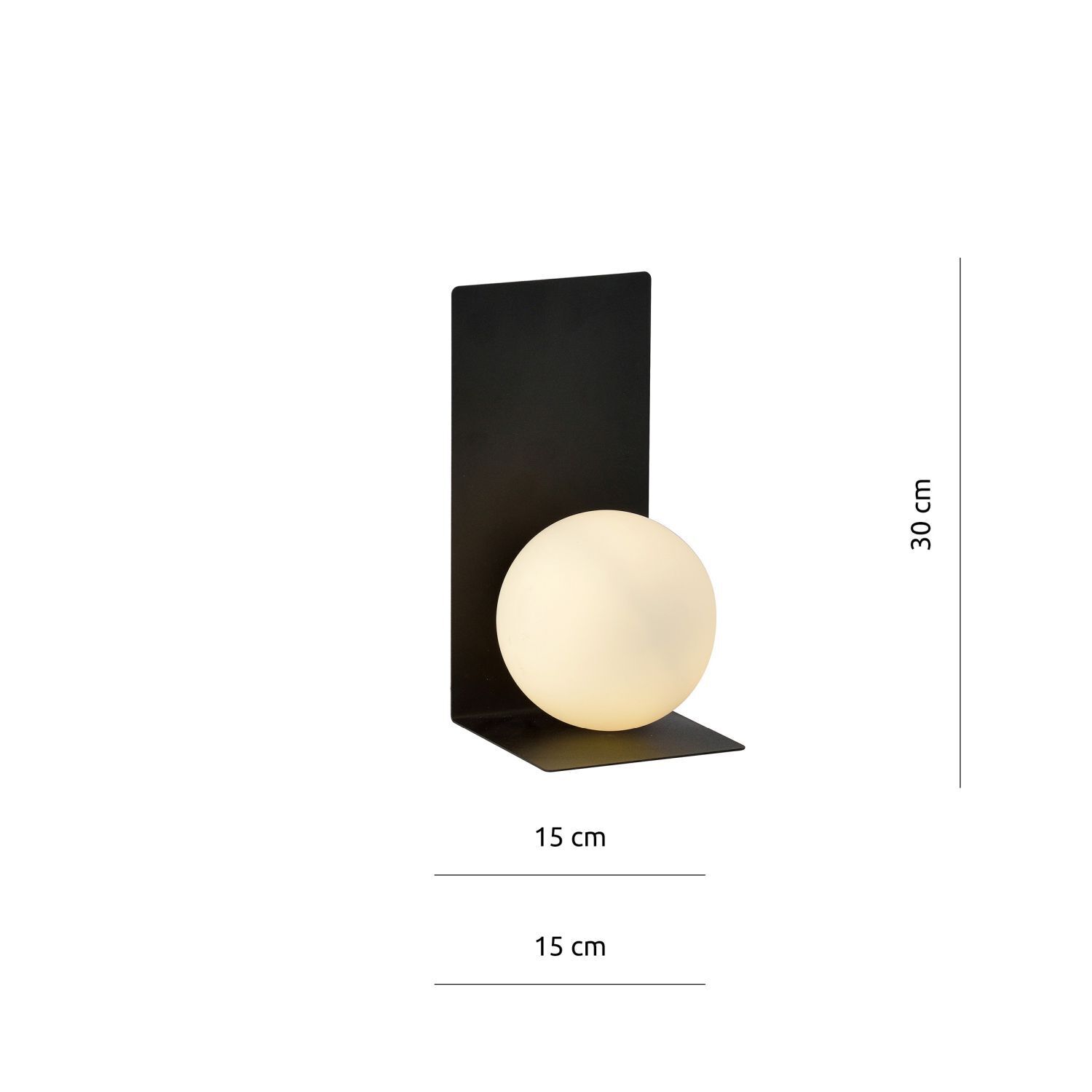 Applique murale verre métal H : 30 cm noir blanc E14 Abat-jour sphérique