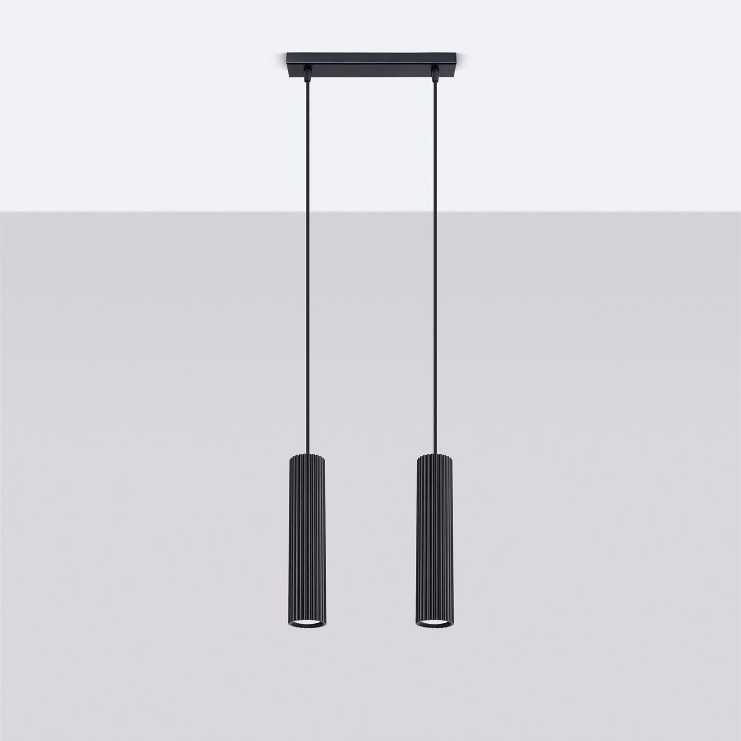 Suspension Noir L : 30 cm Aluminium GU10 2 flammes Suspension Noir L : 30 cm Aluminium GU10 2 flammes