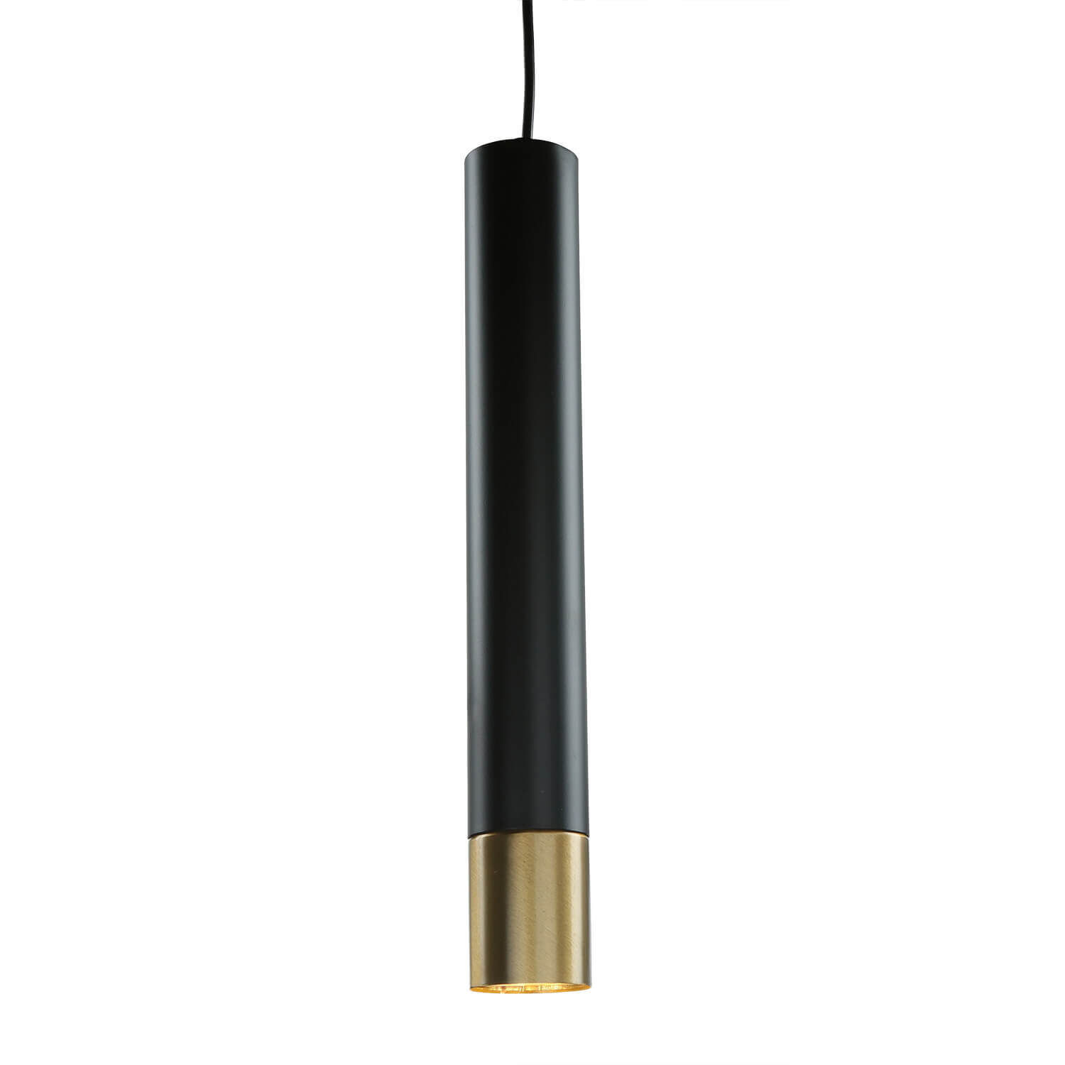 Lampe à suspendre Métal Cylindre Noir Or Moderne GU10