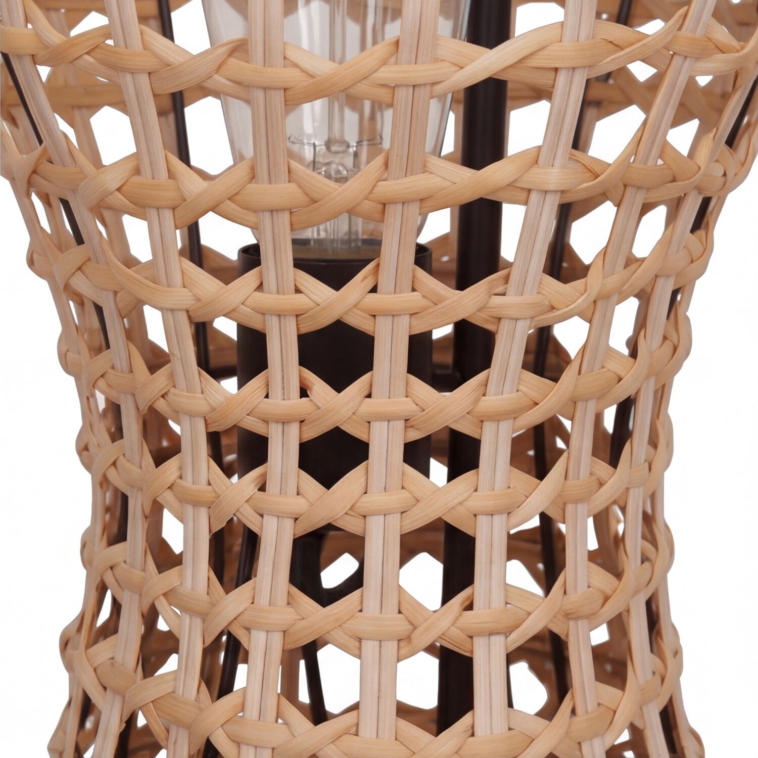 Stehlampe Rattan Natur niedrig 60 cm E27 Skandinavisch Korbwaren, Rattankorb, Lampenschirm, Beleuchtungsgegenstand, Gezwirkter Korb