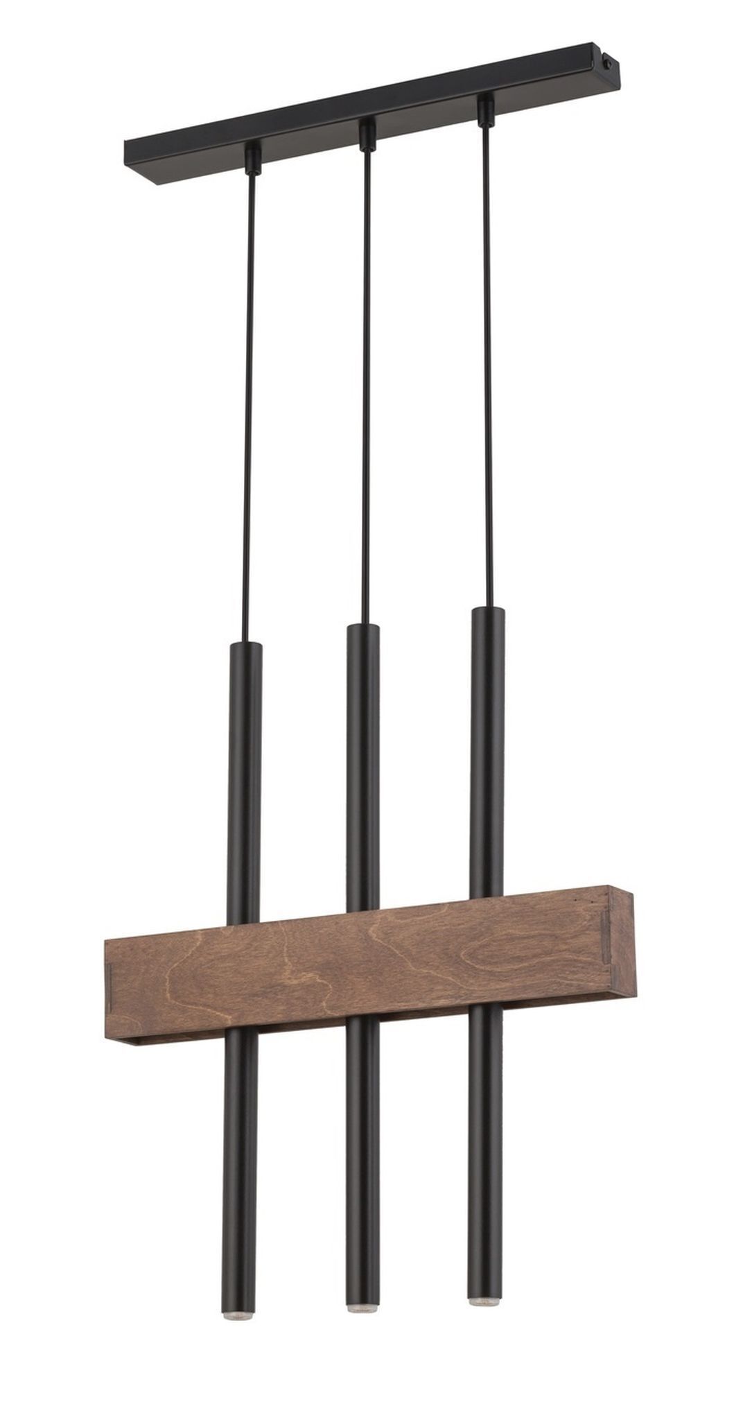 Confortable lampe à suspendre métal bois poutre 3 flammes