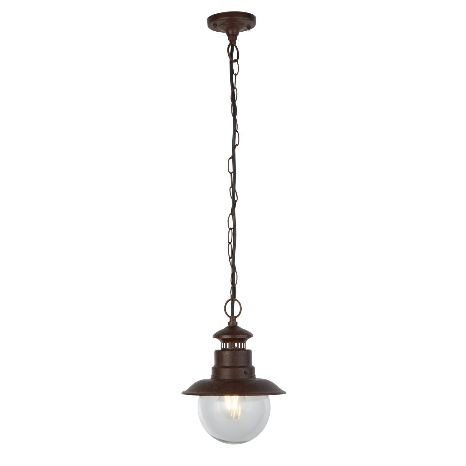 Lampe à suspendre extérieure IP44 E27 D : 21,5 cm en brun rouille JOHN