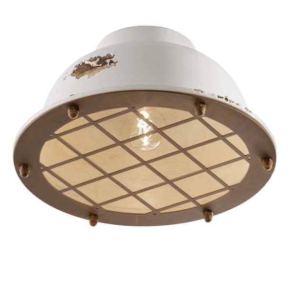 Deckenleuchte, Gitterabdeckung, Metall, weiß, Glühbirne