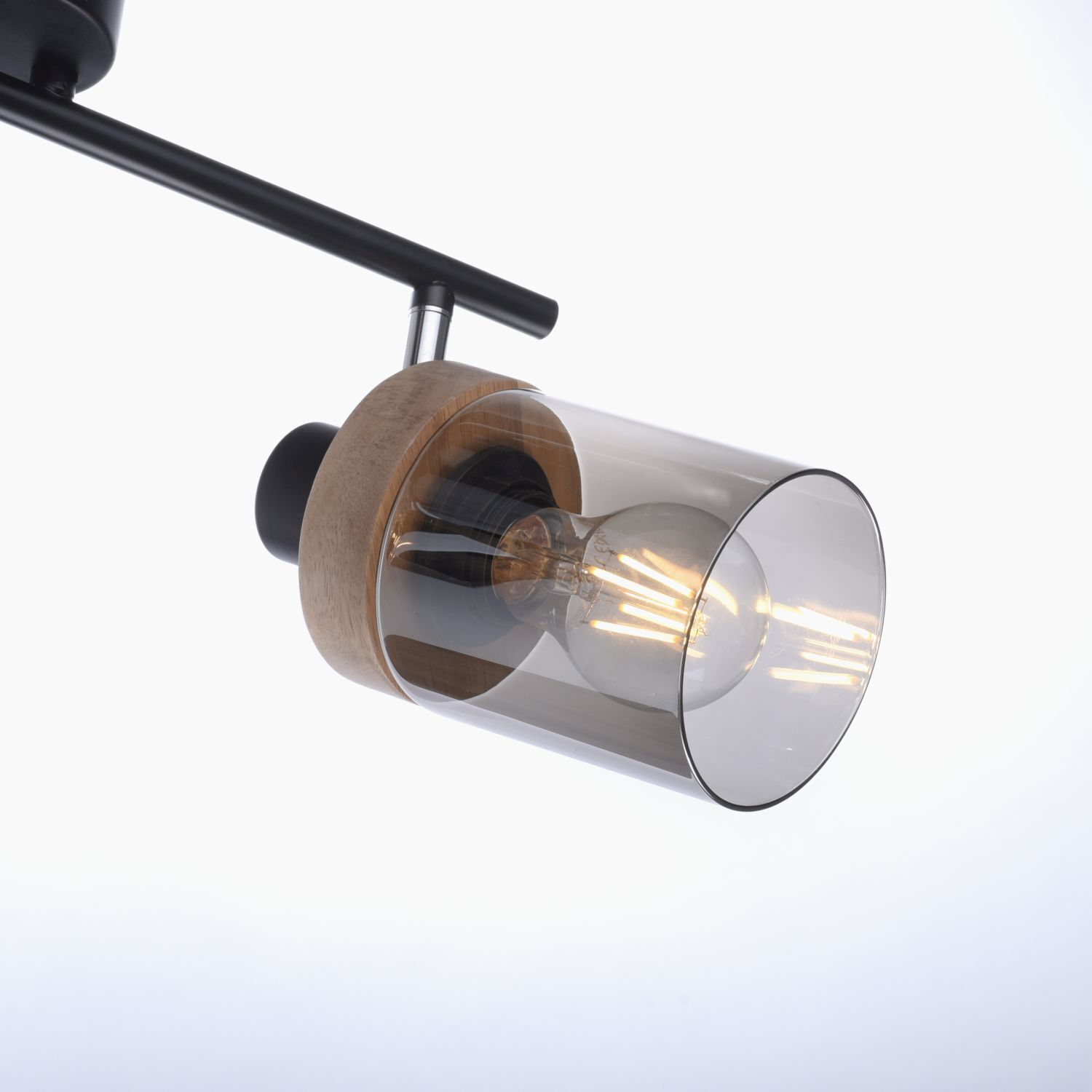 Spot mobile de plafond verre fumé bois E27 L:64 cm Lampe, Beleuchtung, Band