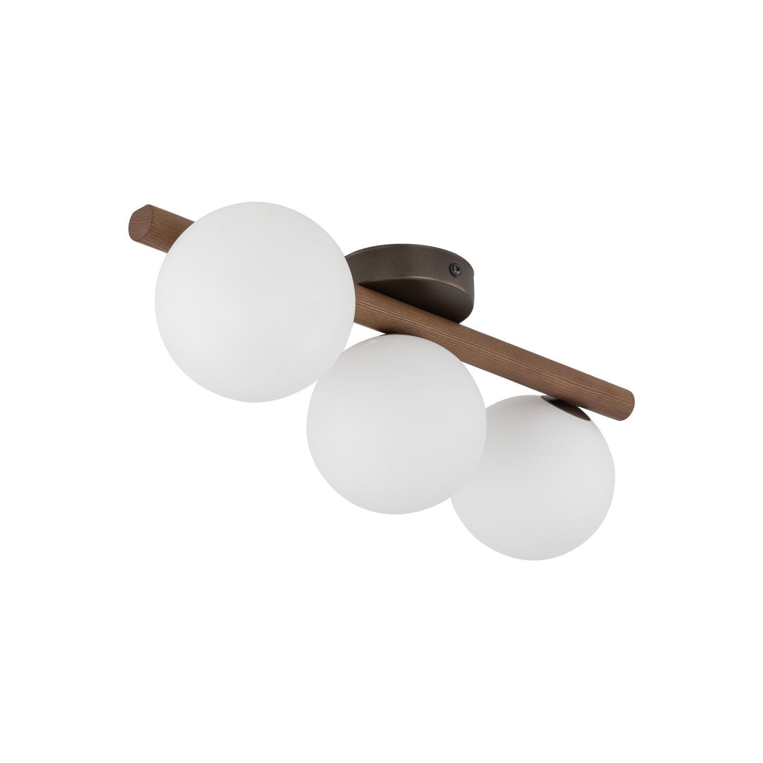 Lampe à suspendre bois métal verre L : 33 cm brun blanc