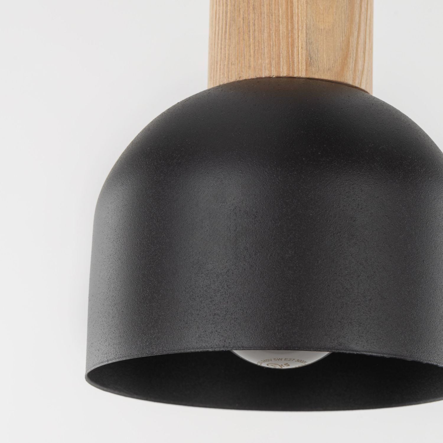 Pendelleuchte Schwarz E27 3-flammig Metall Holz PRESTON Lampe, Helm
