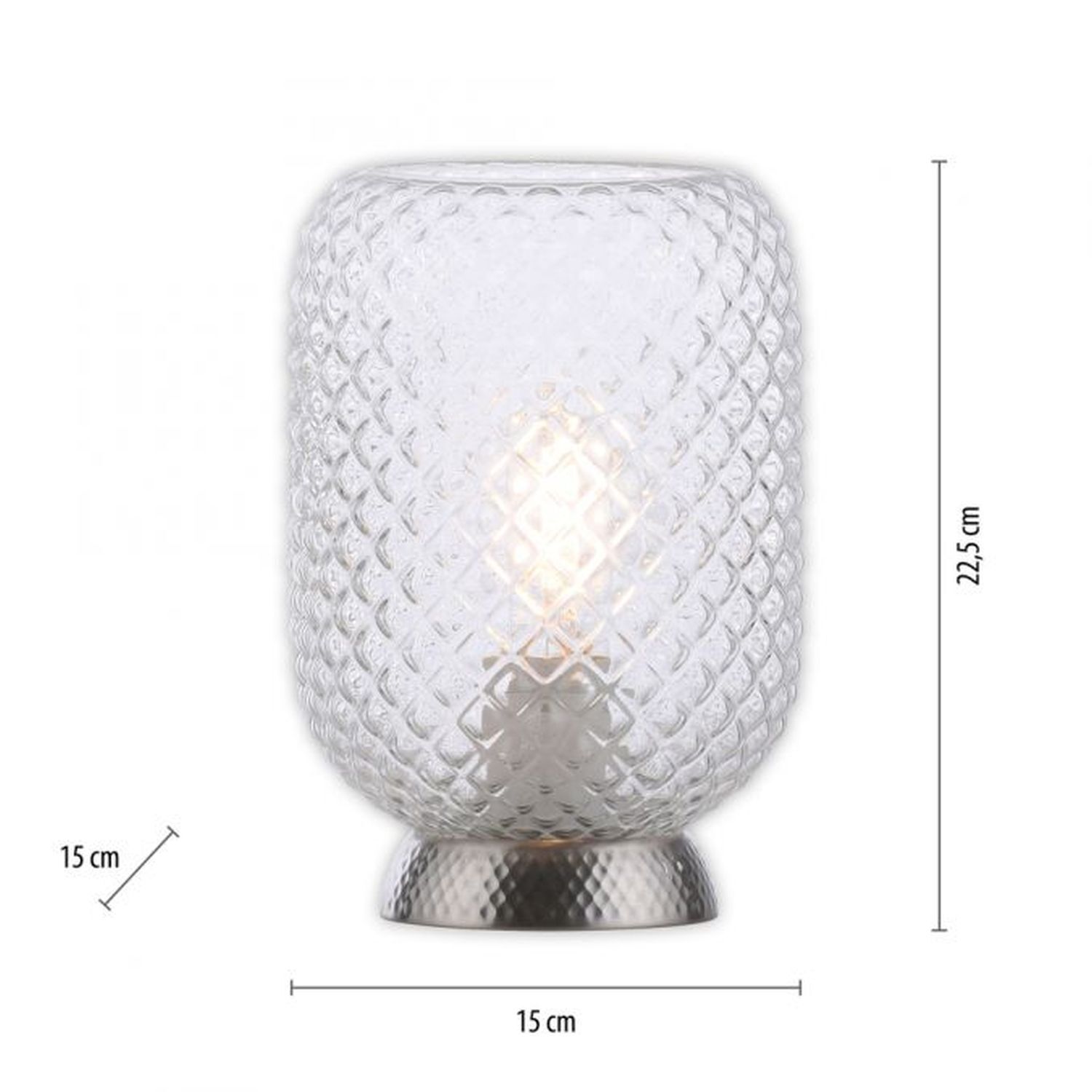 Tischlampe in Stahl Glasschirm Metall 22,5 cm E27 Lampe, Glas, Töpferei