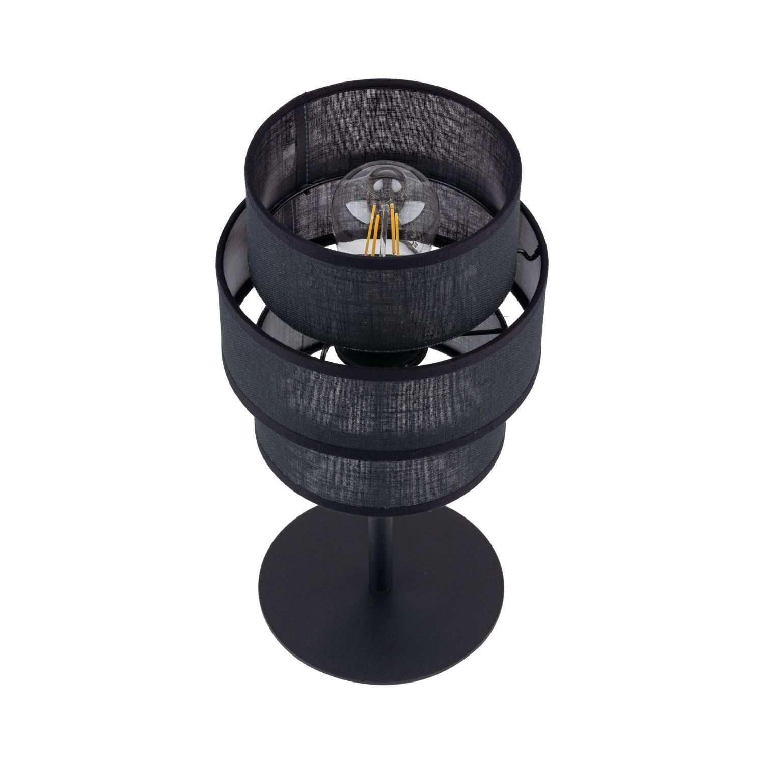 Lampe de table noire 38 cm de haut Tissu Métal E27 GREET