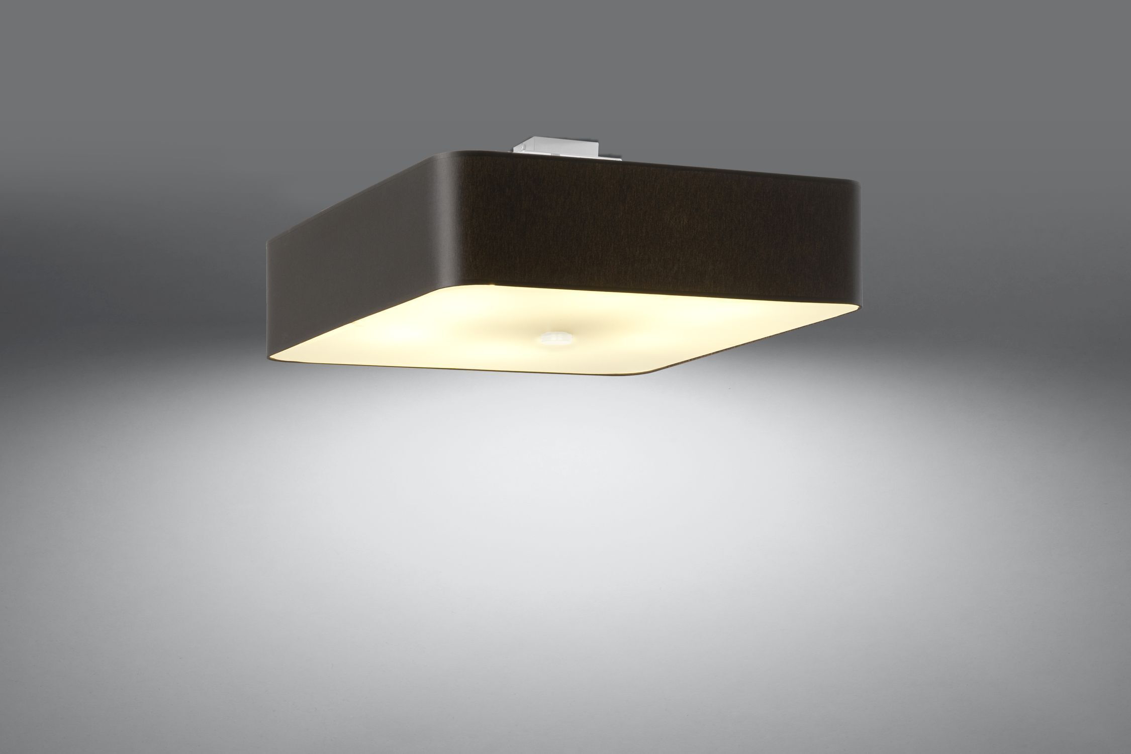Lampe de plafonnier noir tissu verre carré L : 55 cm