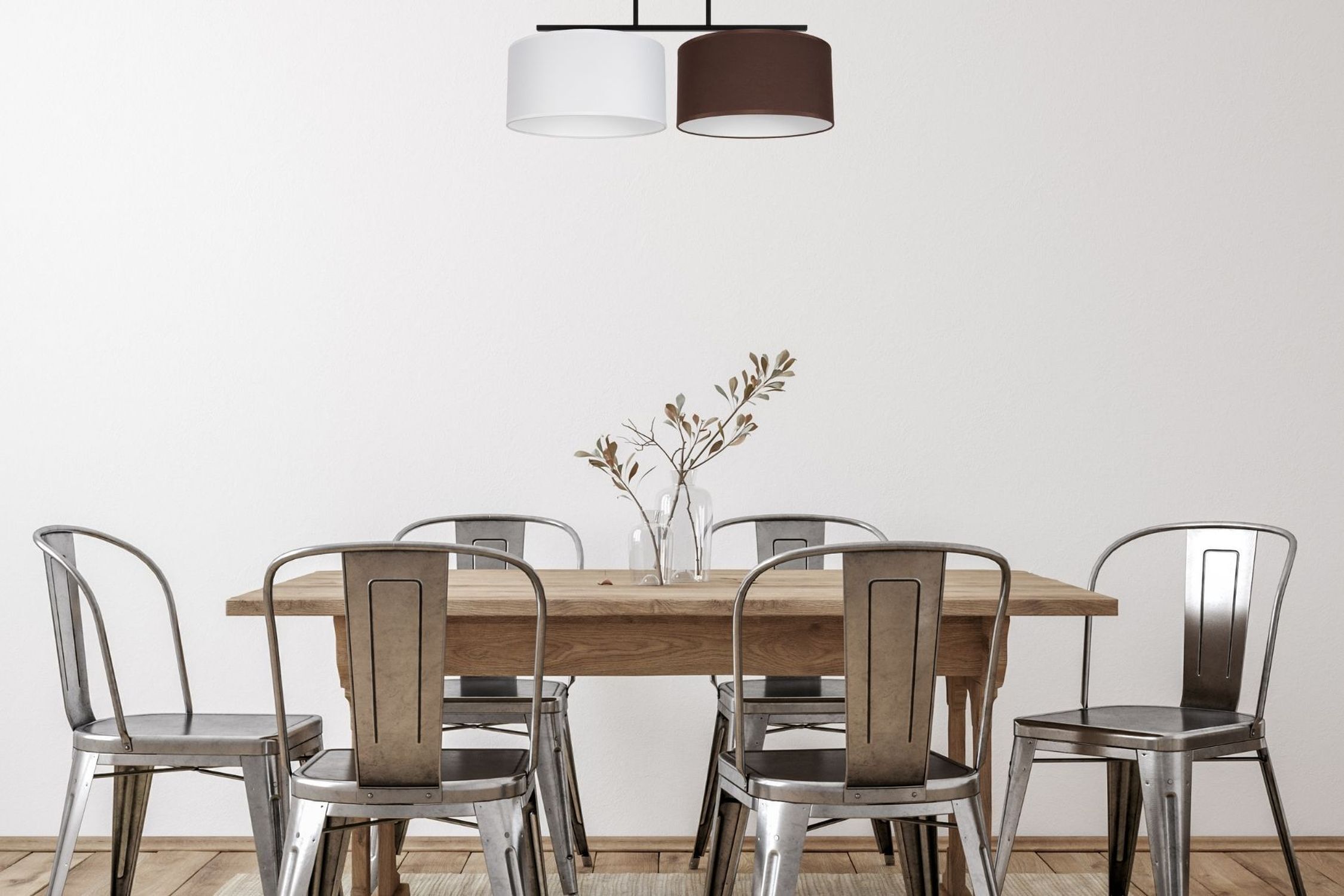 Blendarme Plafonnier Tissu Blanc Marron E27 L:70 cm Speisesaal, Esstisch, Mobiliar, Tabelle, Tischplatte