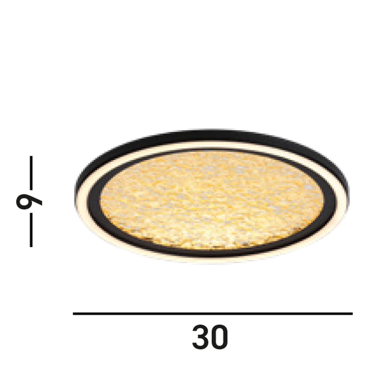Lampe de plafonnier LED noir or métal 21 W Ø30 cm rond
