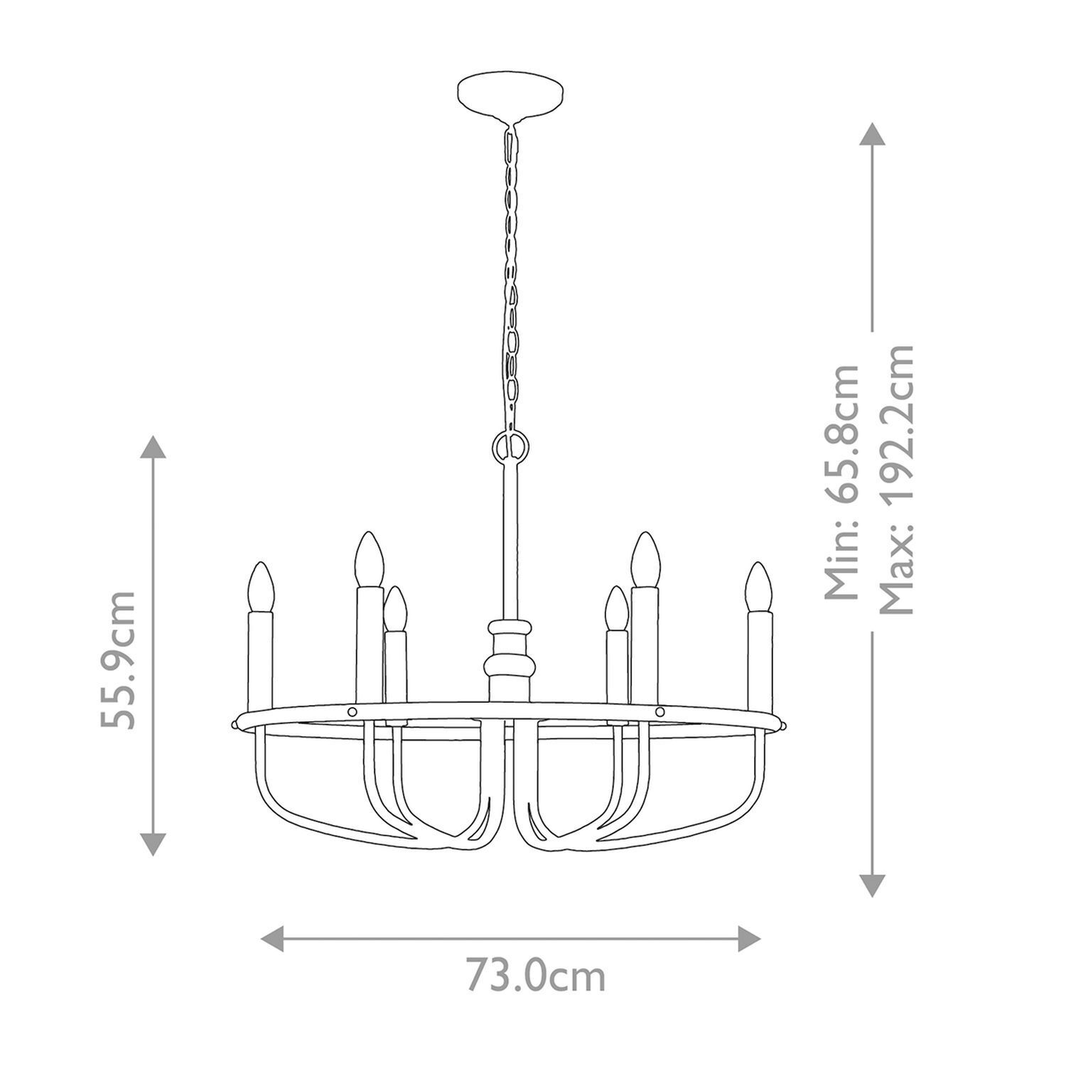 Lustre Table de salle à manger L : 73 cm Métal en laiton E14