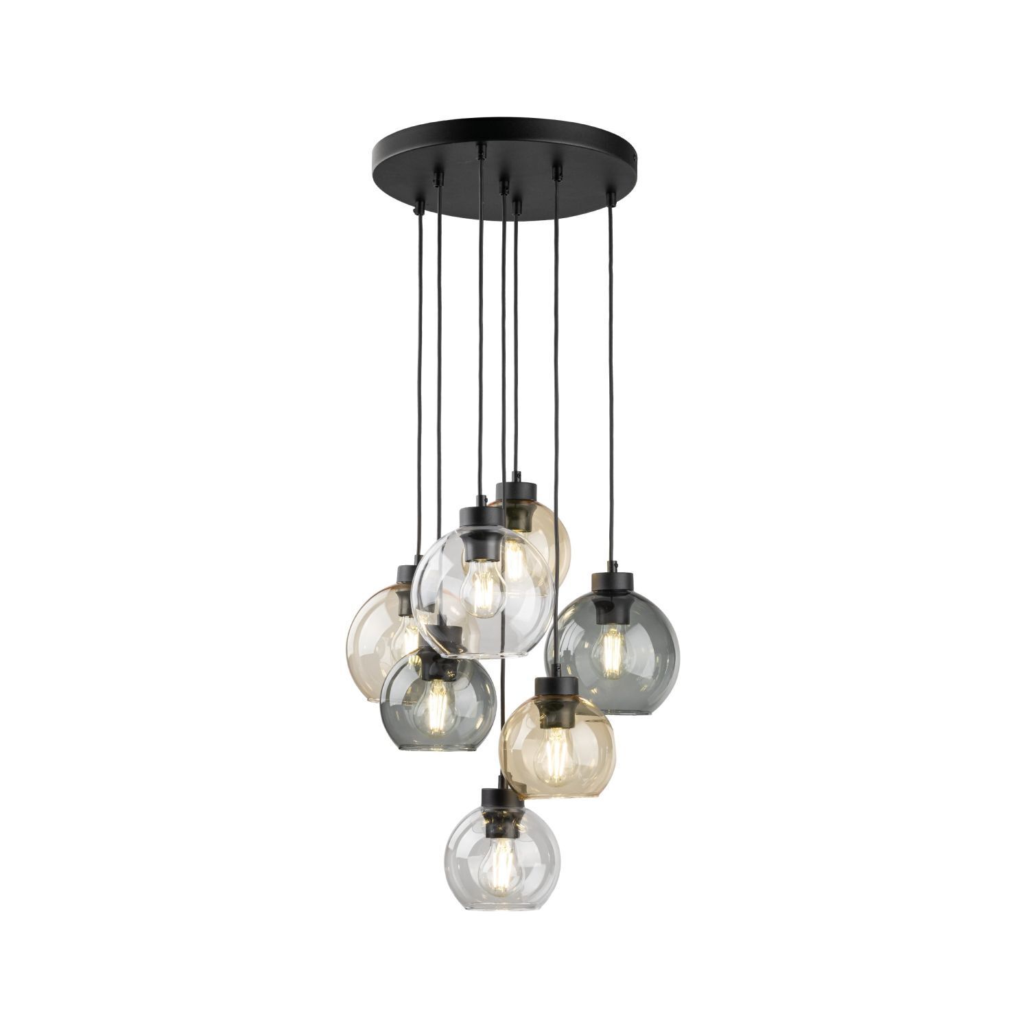 Lampe à suspendre verre fumé H : max. 140 cm réglable 7x E27