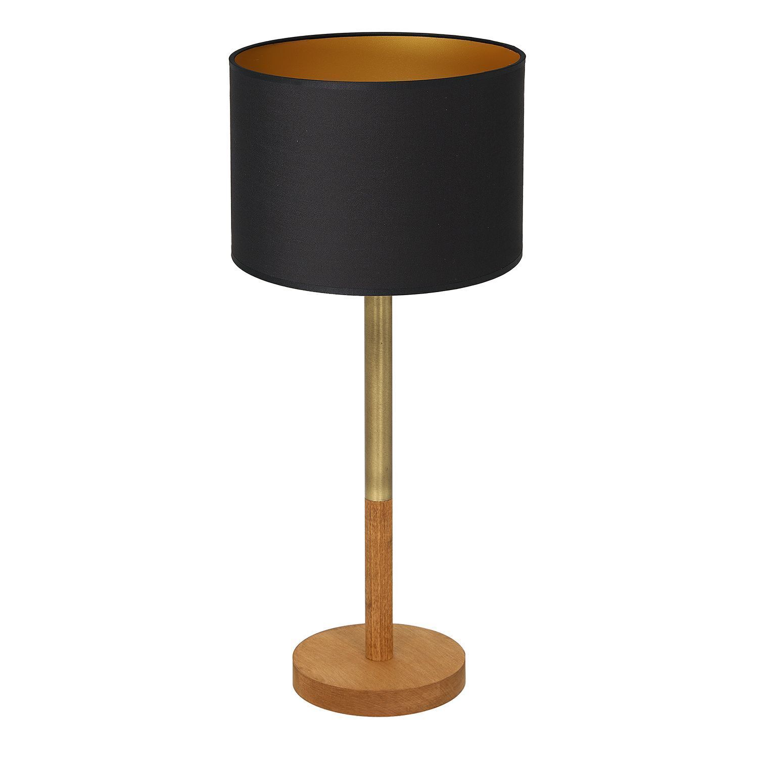 Lampe de table noir laiton or tissu bois 56 cm E27